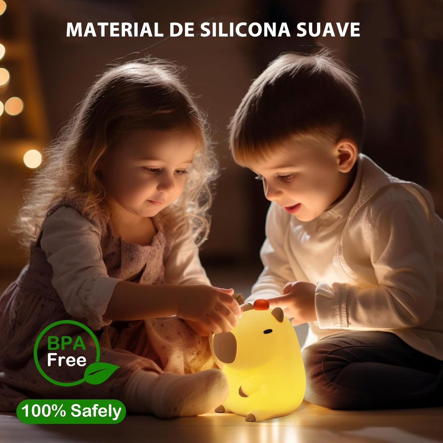 Lámpara Nocturna Capybara Multicolor Táctil Regulable para Niños