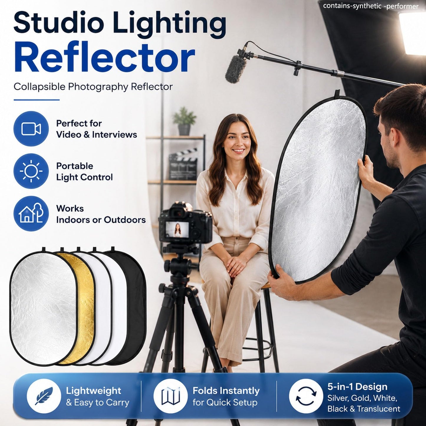 Konseen-Reflector de luz Ovalado 5 en 1 de 24x35 Pulgadas (60x90cm), portátil, Plegable para Estudio de fotografía, cámara fotográfica,iluminación,reflectores Kit de difusor con Estuche de Transporte