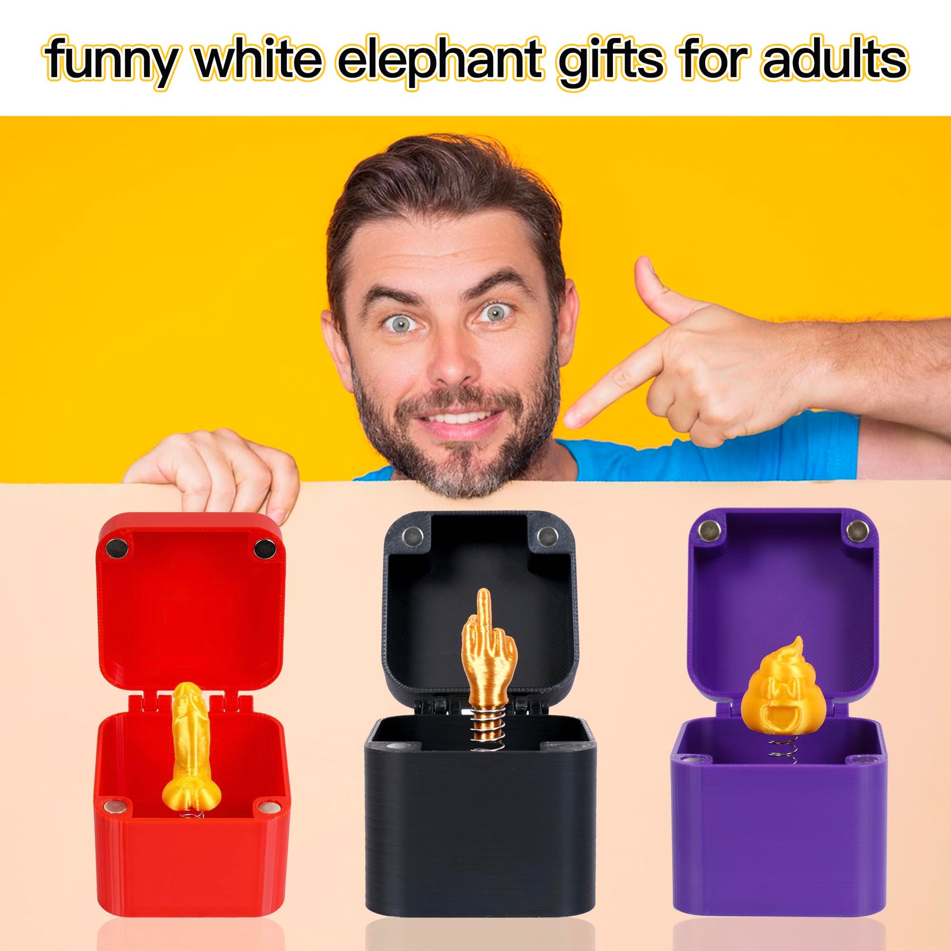 Dedo medio en una caja, regalos de dedo medio, regalos de mordaza, regalos de elefante blanco para adultos, rellenos de medias para adultos, cajas de regalo de broma de Navidad para adultos (1 paquete