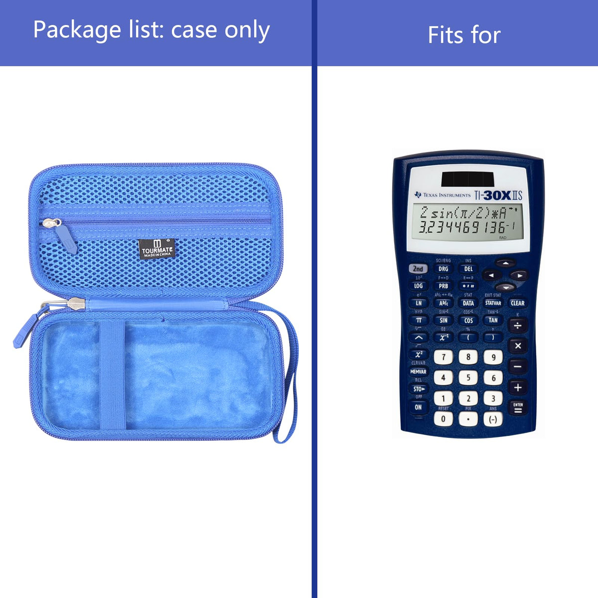 Funda de Viaje Tourmate Azul para Calculadora Científica Texas Instruments TI-30X IIS