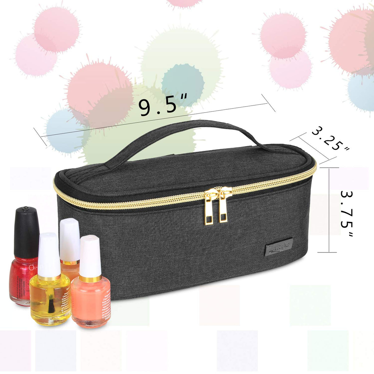 Luxja - Organizador de esmalte de uñas, capacidad para 12 botellas (15 ml - 0.5 fl.oz), estuche de esmalte de uñas para esmalte y herramientas pequeñas, color negro