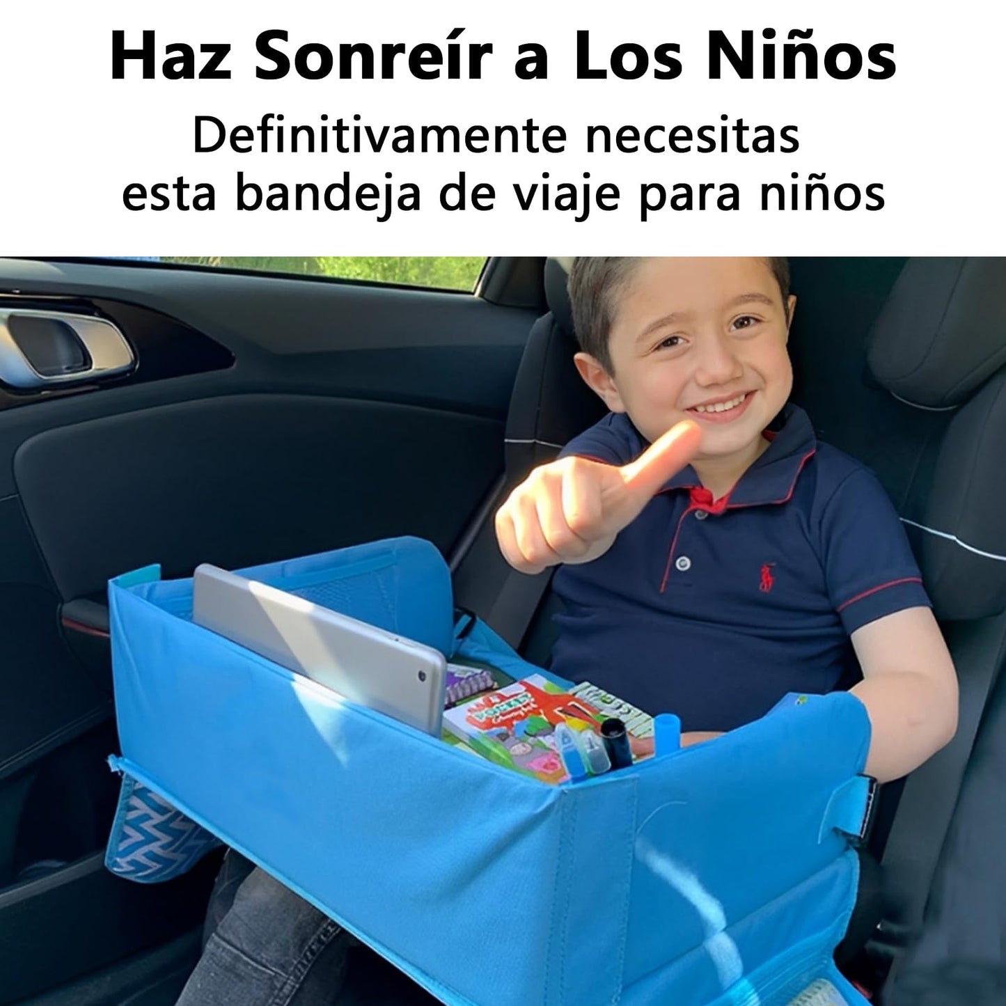 Bandeja de Viaje para Niños, Bandeja para Silla de Auto, Adecuado para Actividades en Asientos de Automóviles y Aviones, Artículos Esenciales para Viajes Por Carretera para Niños Pequeños