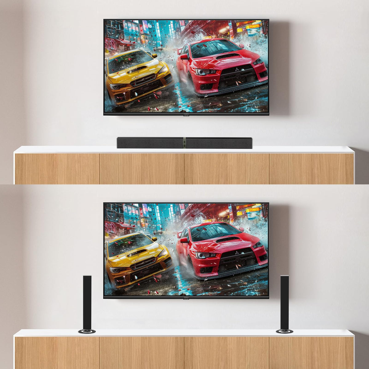 Barra de Sonido MZEIBO Negra Desmontable de 80 W con Graves Potentes para Smart TV