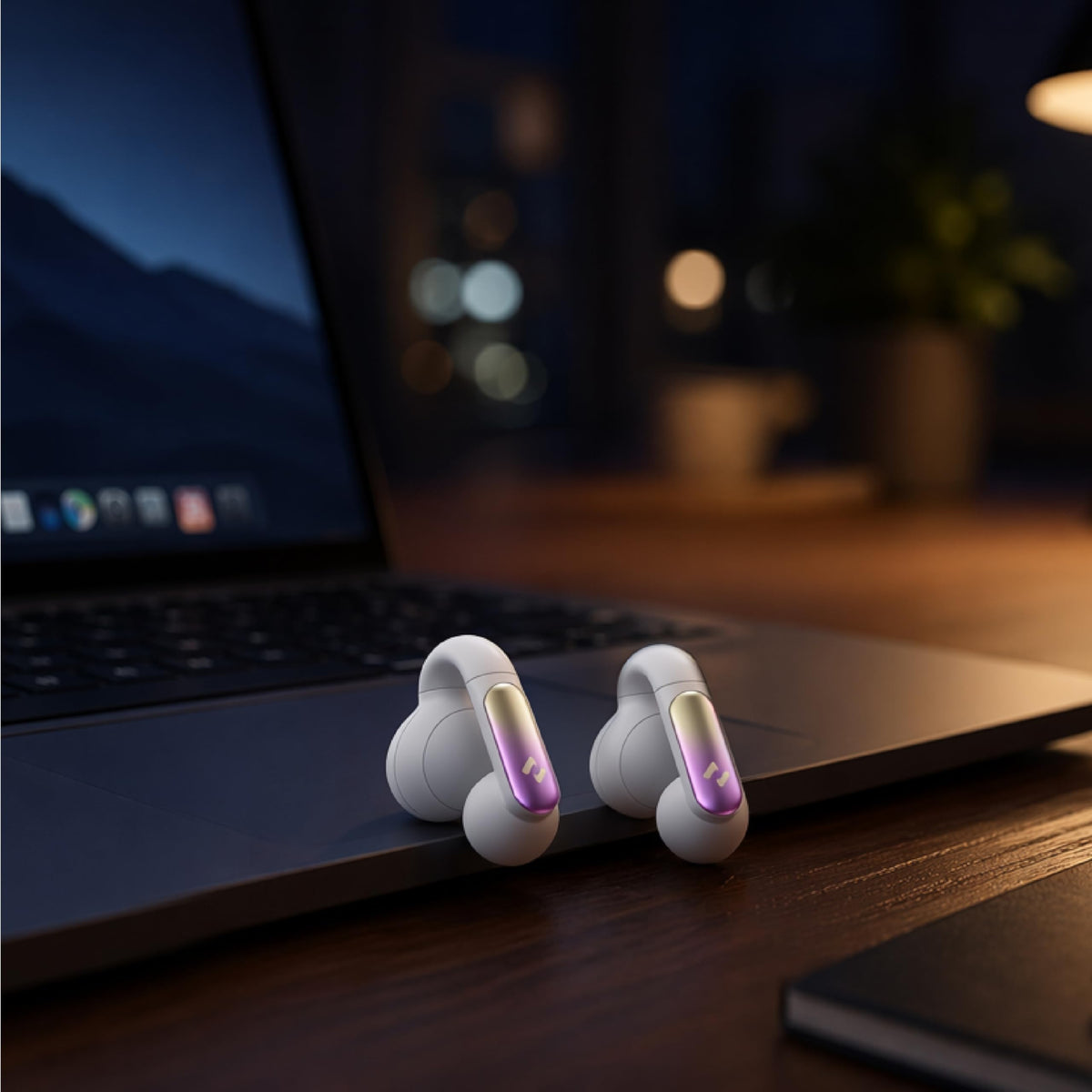 Audífonos Bluetooth havit Beige con Estuche de Carga Openbuds 1