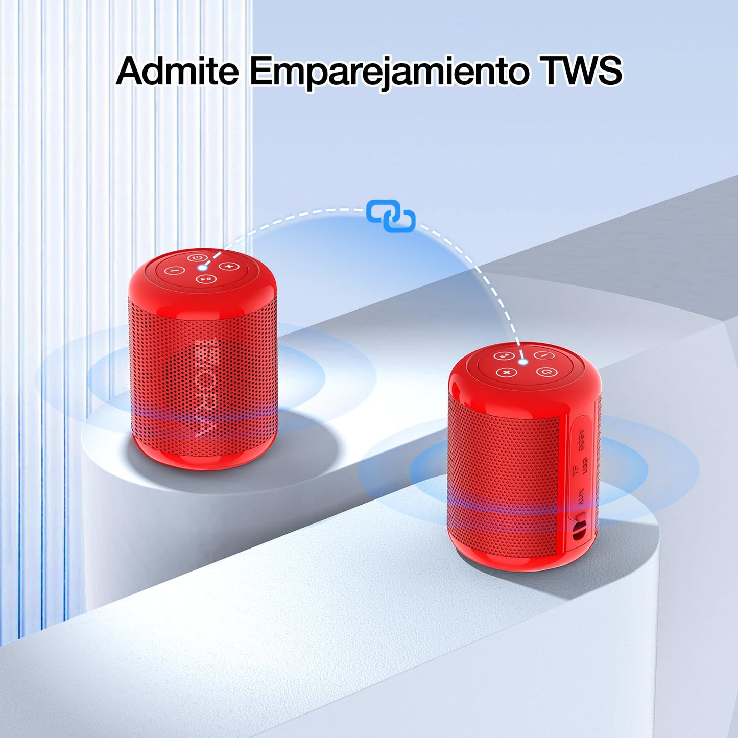 Bocina Bluetooth Portátil 1 Hora Rojo Mini Altavoz Inalámbrico 5W Ideal para Viajar y Campear
