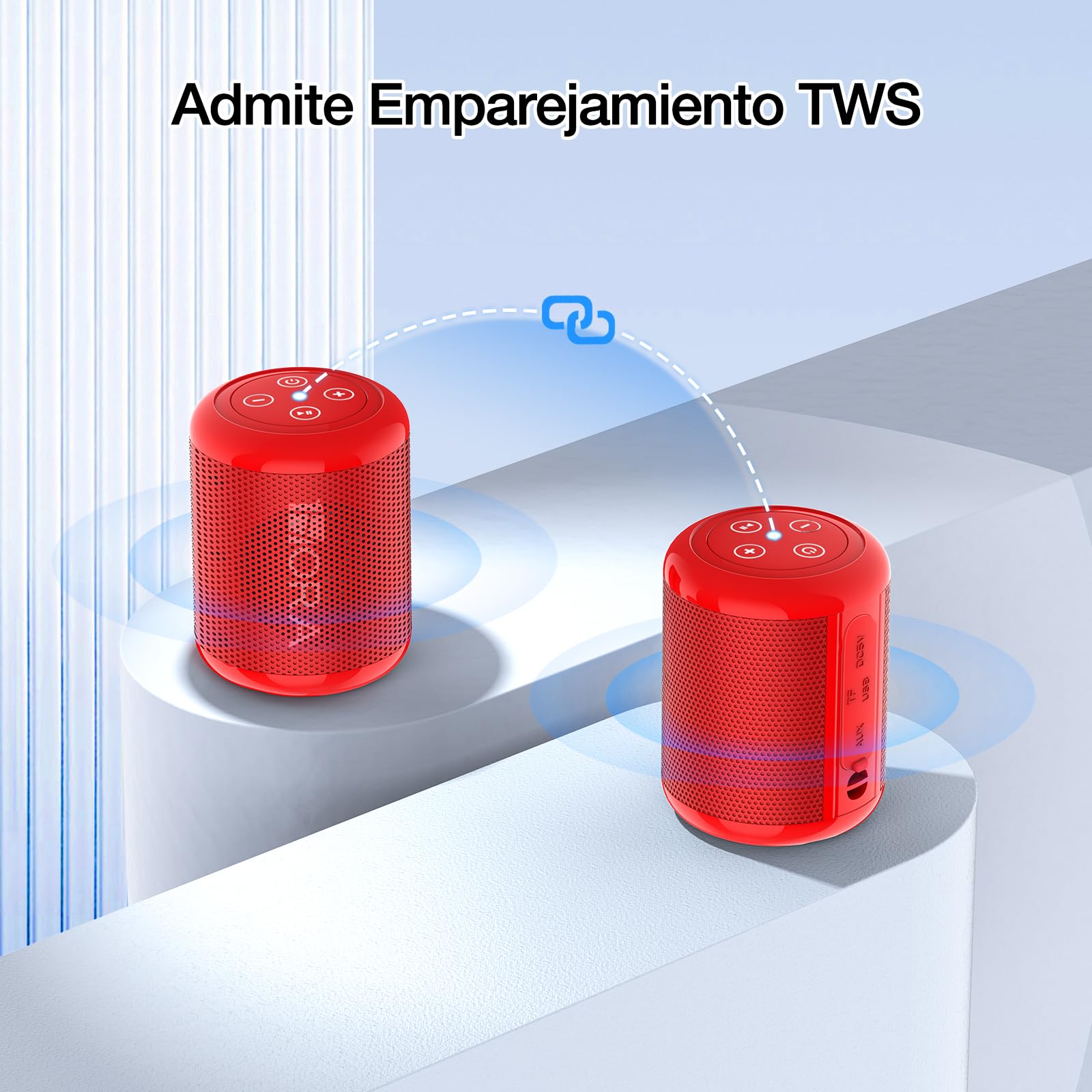 Bocina Bluetooth Portátil 1 Hora Rojo Mini Altavoz Inalámbrico 5W Ideal para Viajar y Campear