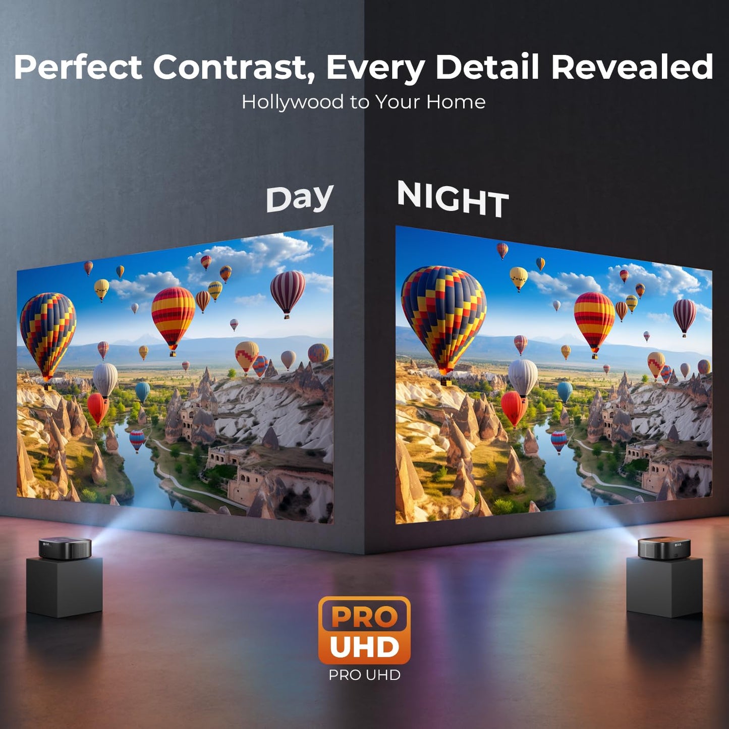 Proyector 4K con Wifi y Bluetooth, ELEPHAS Proyector de películas para exteriores con NETFLIX/Prime Video/YouTube integrado, más de 100.000 aplicaciones compatibles, proyector de video compatible con HDMI/USB/iOS/Android/Windows