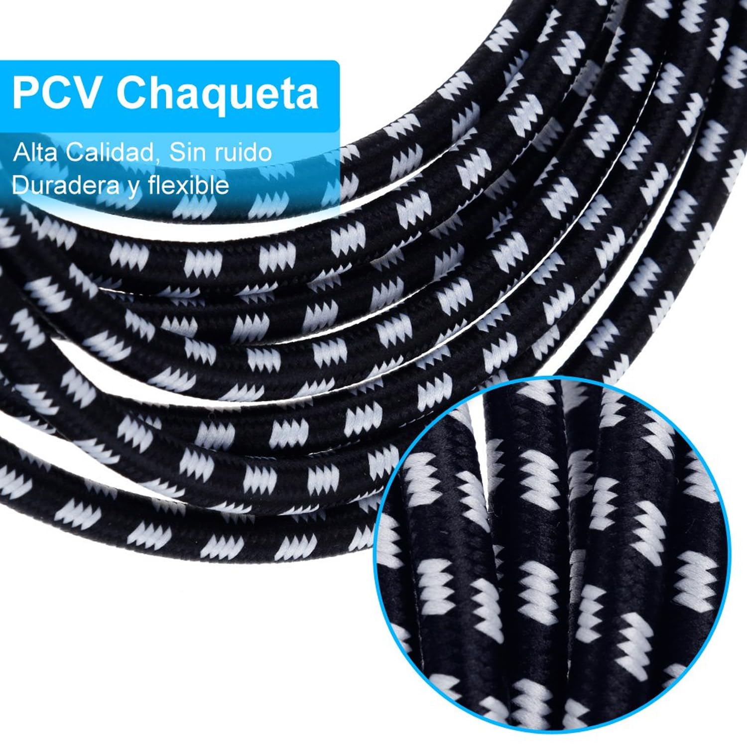 Cable para Guitarra Eléctrica Trenzado de Nylon Resistente a Interferencias 6M