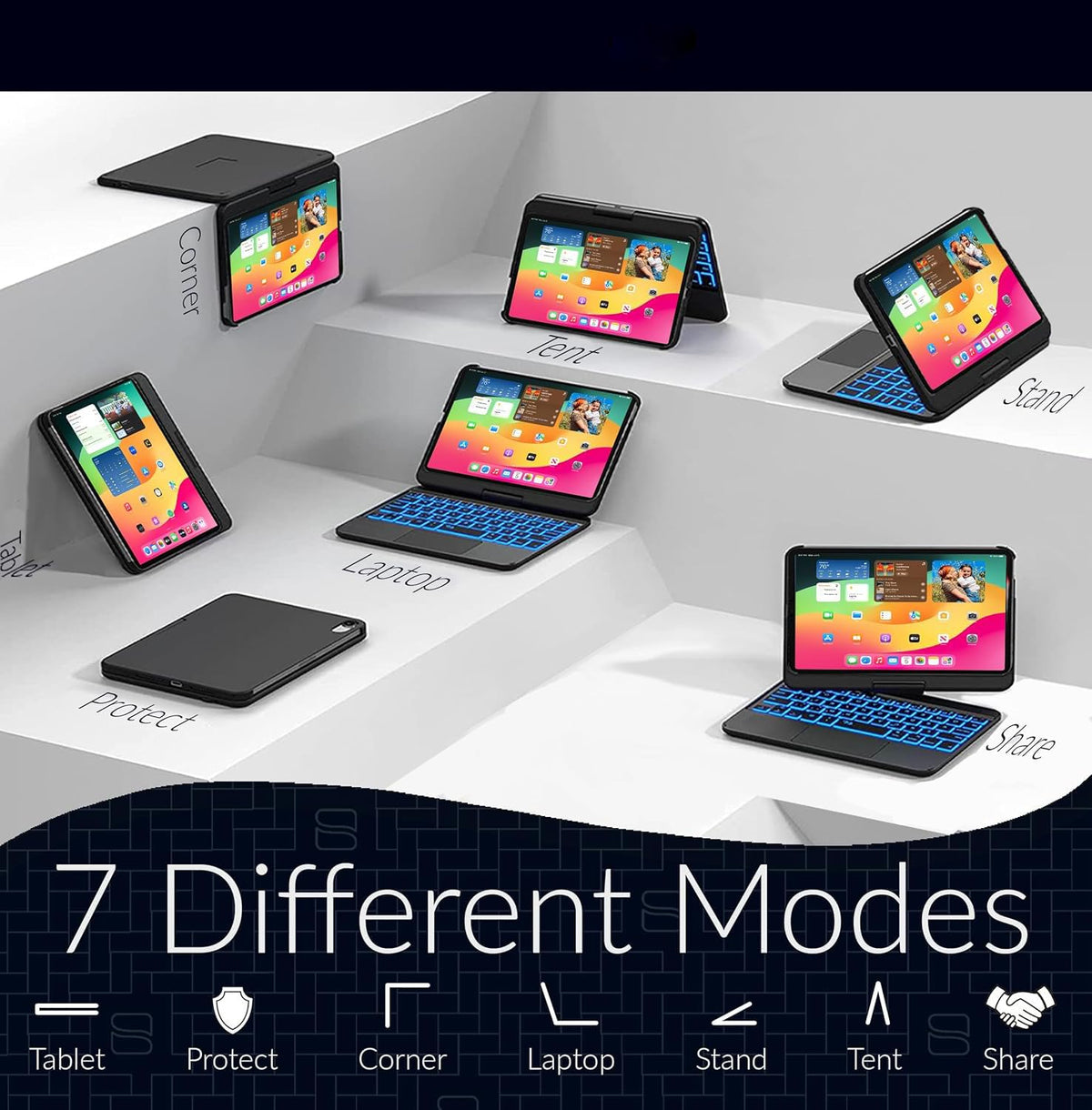 Teclado zienstar Rosa con Funda Rotación 360° Retroiluminado y Trackpad para iPad Mini 6th/7th 8.3"
