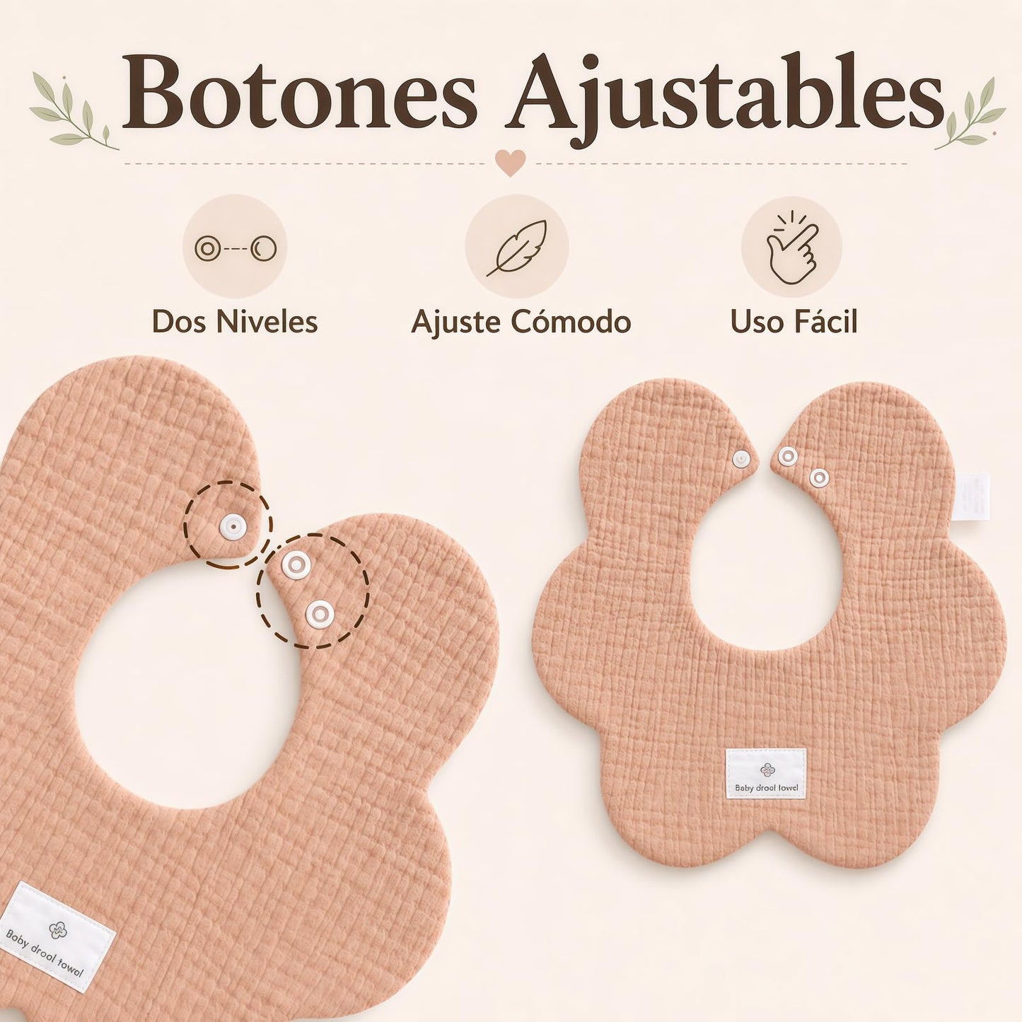 STRATOVATE 8 PCS Baberos para Bebé, Algodón Suave y Absorbente, Doble Cara