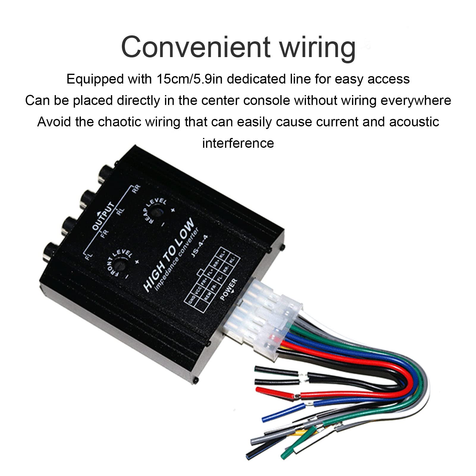 Convertidor de Audio de 4 Canales de 12 V, Convertidor de Impedancia de Línea Alta a Baja, Filtro de Frecuencia de Altavoz de Radio Estéreo para Coche