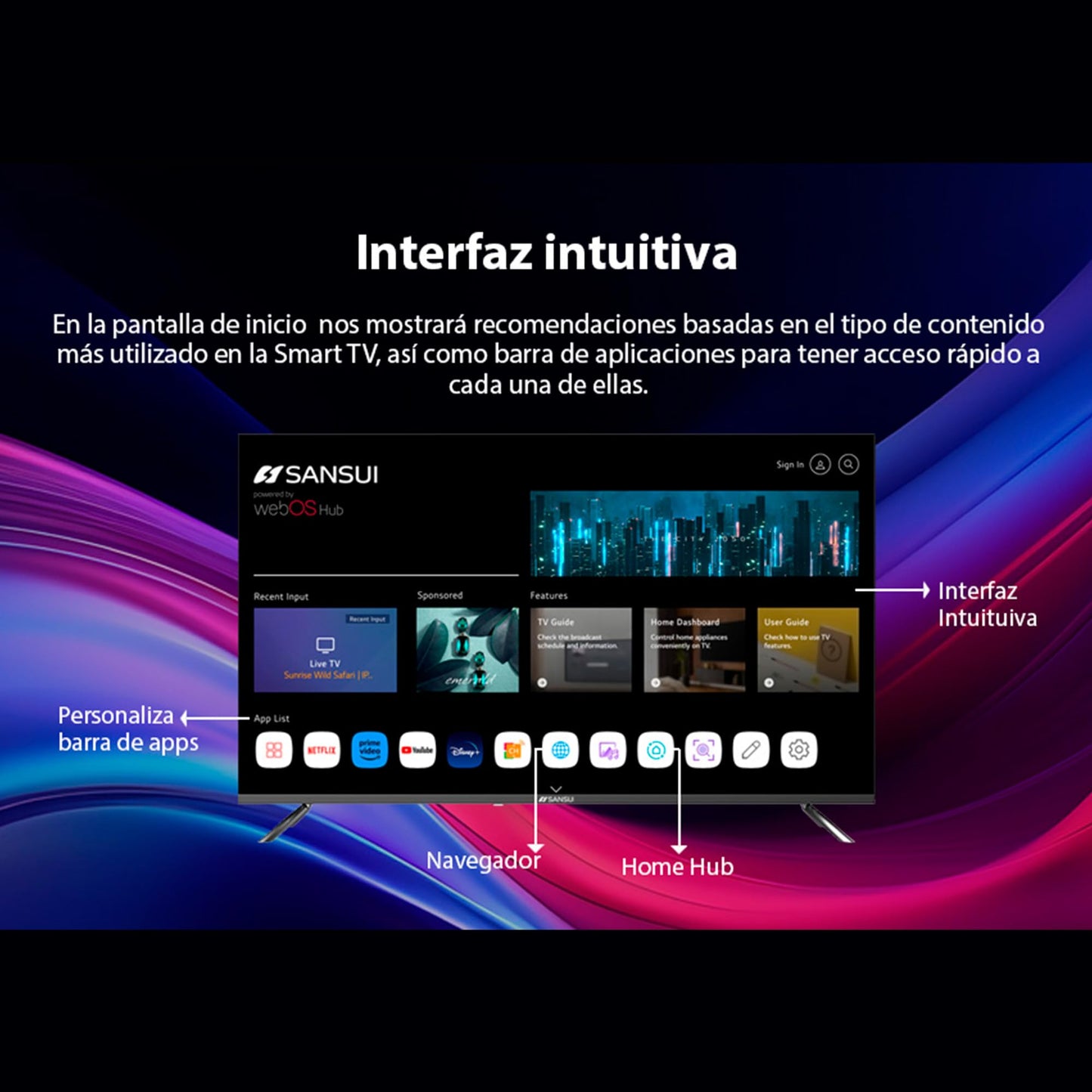 SANSUI SMX24VAHW TV 24" HD Smart TV, WiFi Sistema Operativo WebOS Series 2024 (24" HD)