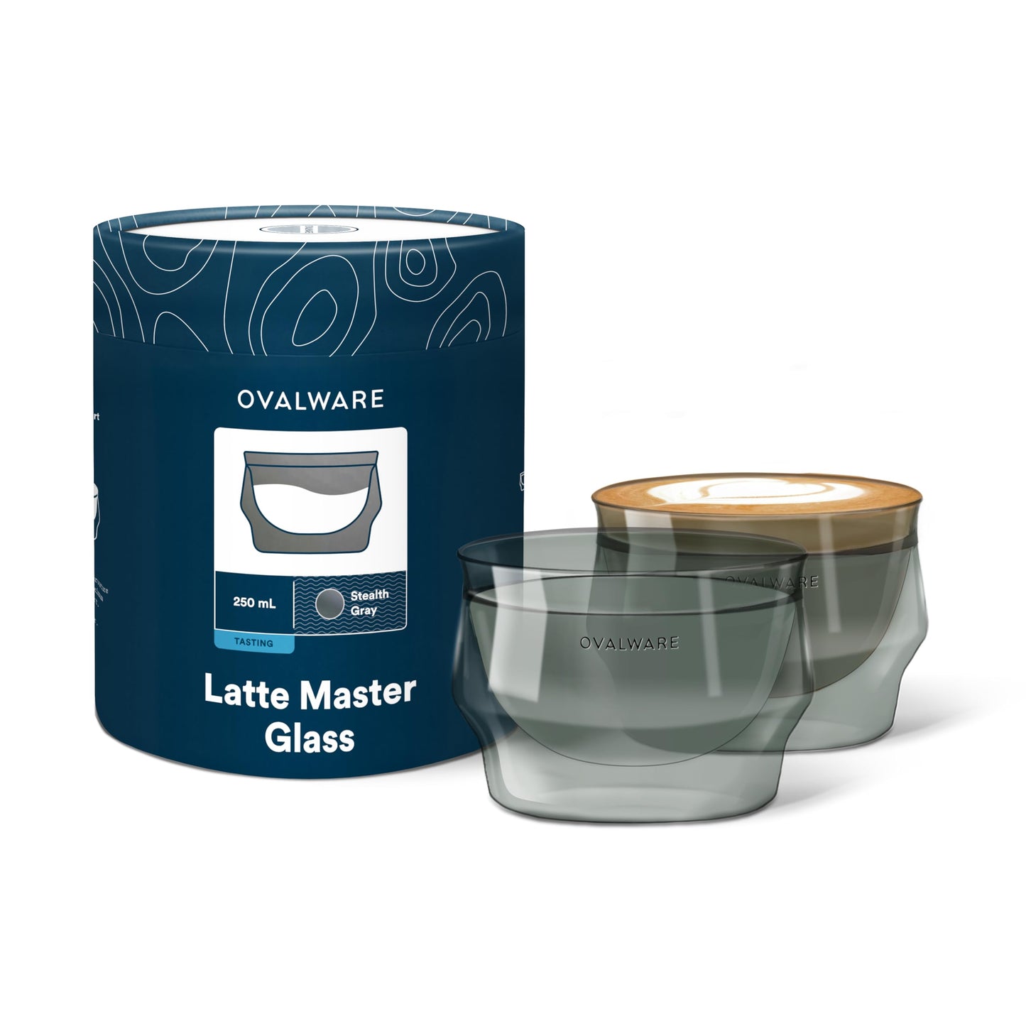 Vasos de Café Ovalware Gris de Doble Pared para Bebidas Frías y Calientes