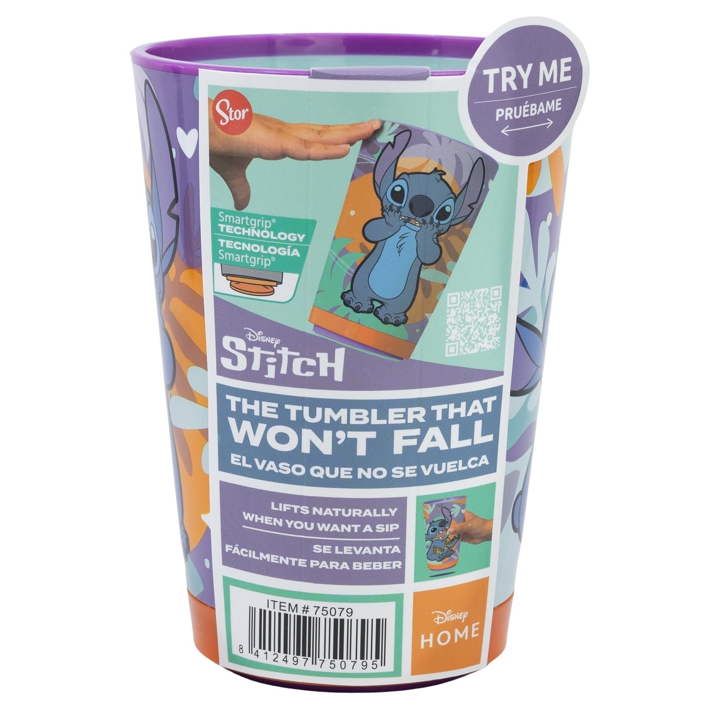 Stor – Vaso Antivuelco para Niños con Tecnología Smartgrip Drop Safe 470ml Disney Stitch | Producto Oficial | A Prueba de Derrames | El Vaso que No se Cae