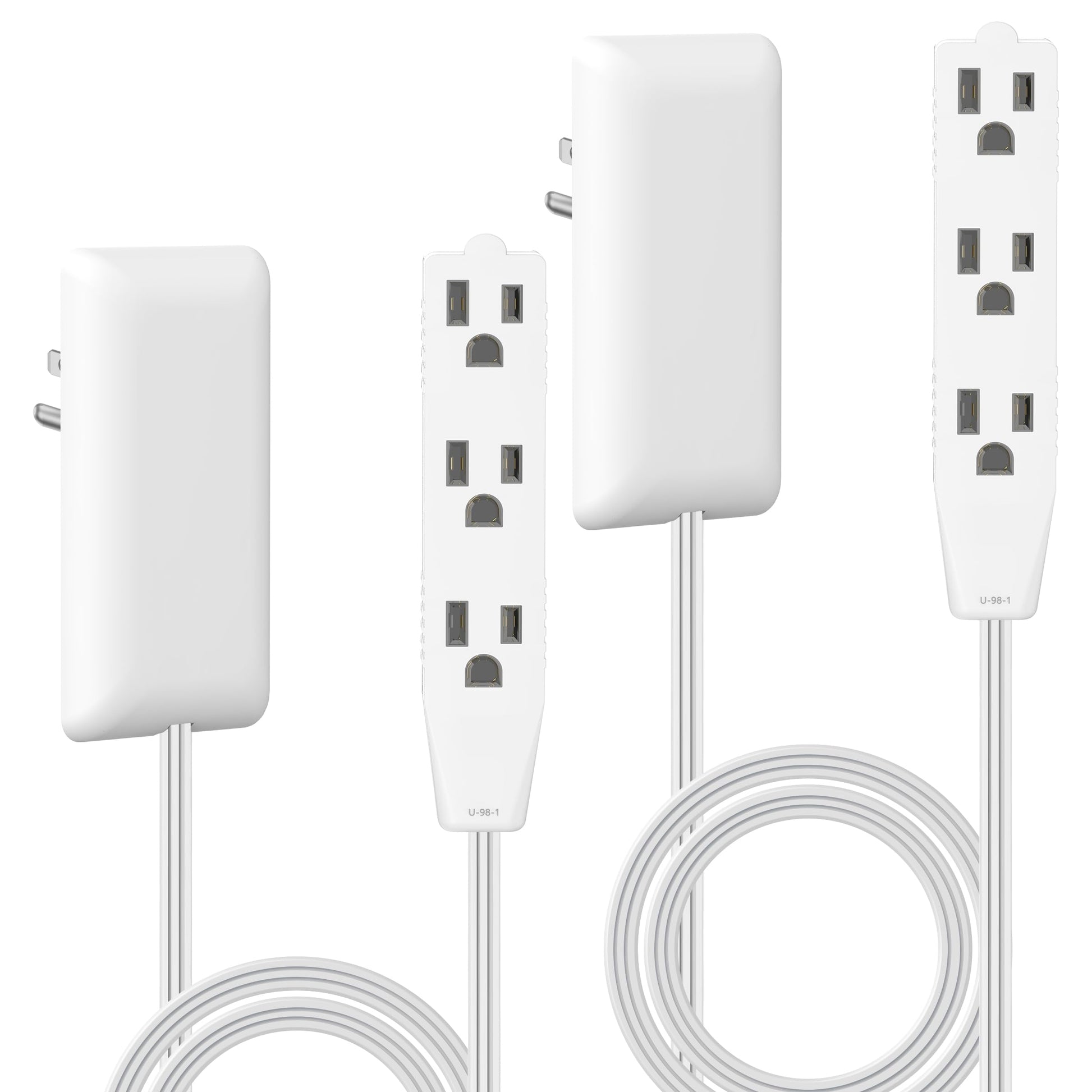 LIDER Extensor de salida de cara plana con 3 receptáculos, enchufe de placa de pared ultrafino con extensor de cable y tira de alimentación de 3 tomas, cable de 0.91 metros, LWE3-315-W2P, listado ETL