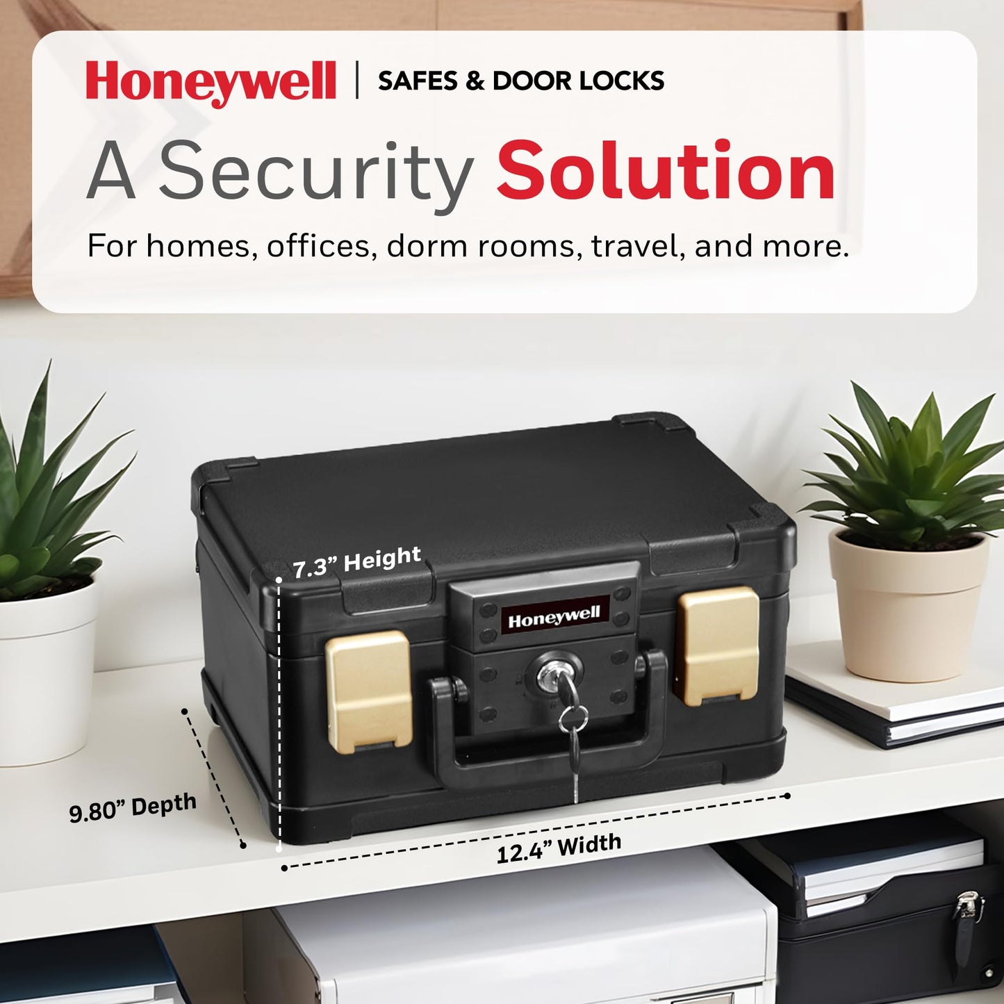 Honeywell 0,15 CU. 4.6 m² Moldeado Fuego Pecho, 9.8" x 12.4" x 7.3" - 0.15 Cubic Feet, Negro