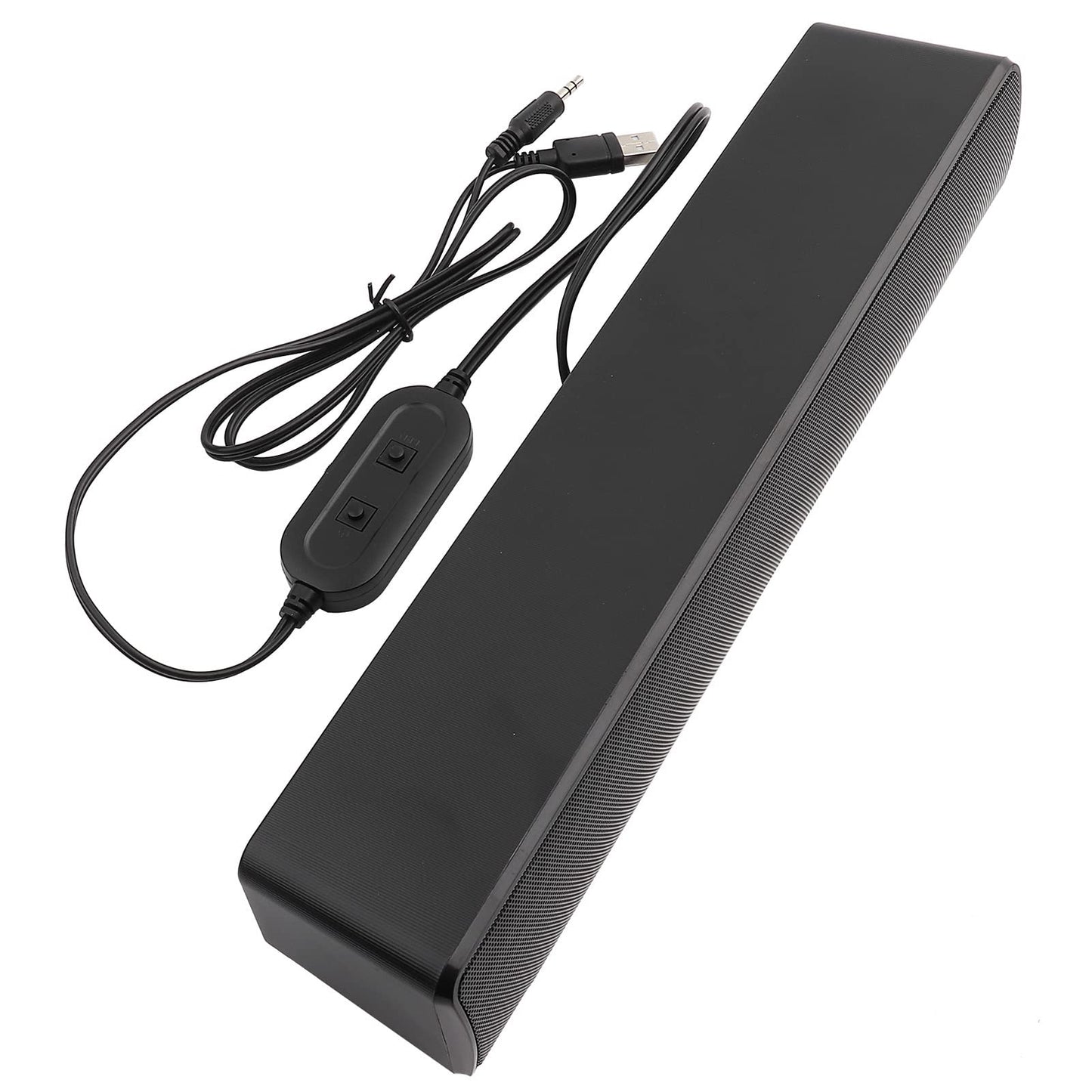 Ejoyous Barra de sonido estéreo con cable USB, compatible con múltiples dispositivos, diseño clásico y duradero en negro