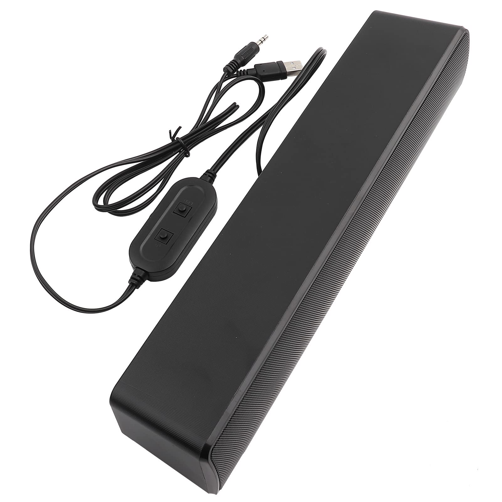 Ejoyous Barra de sonido estéreo con cable USB, compatible con múltiples dispositivos, diseño clásico y duradero en negro