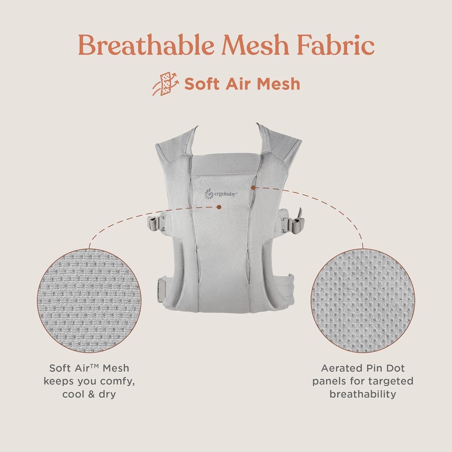 Envoltura Portabebés Ergobaby Azul Malla de Aire Suave para Recién Nacido