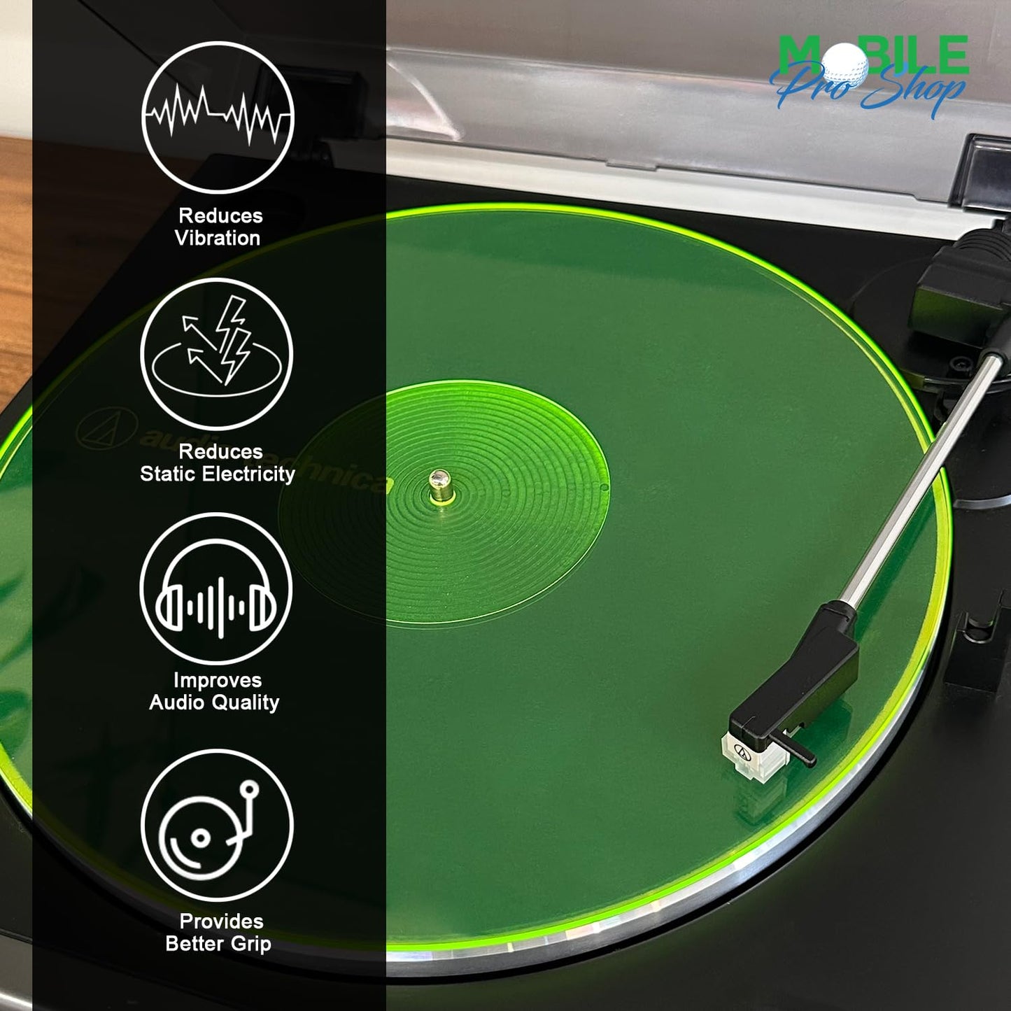 Slipmat Acrílico Mobile Pro Shop Verde Lit 2.7mm para Tocadiscos de Vinilo