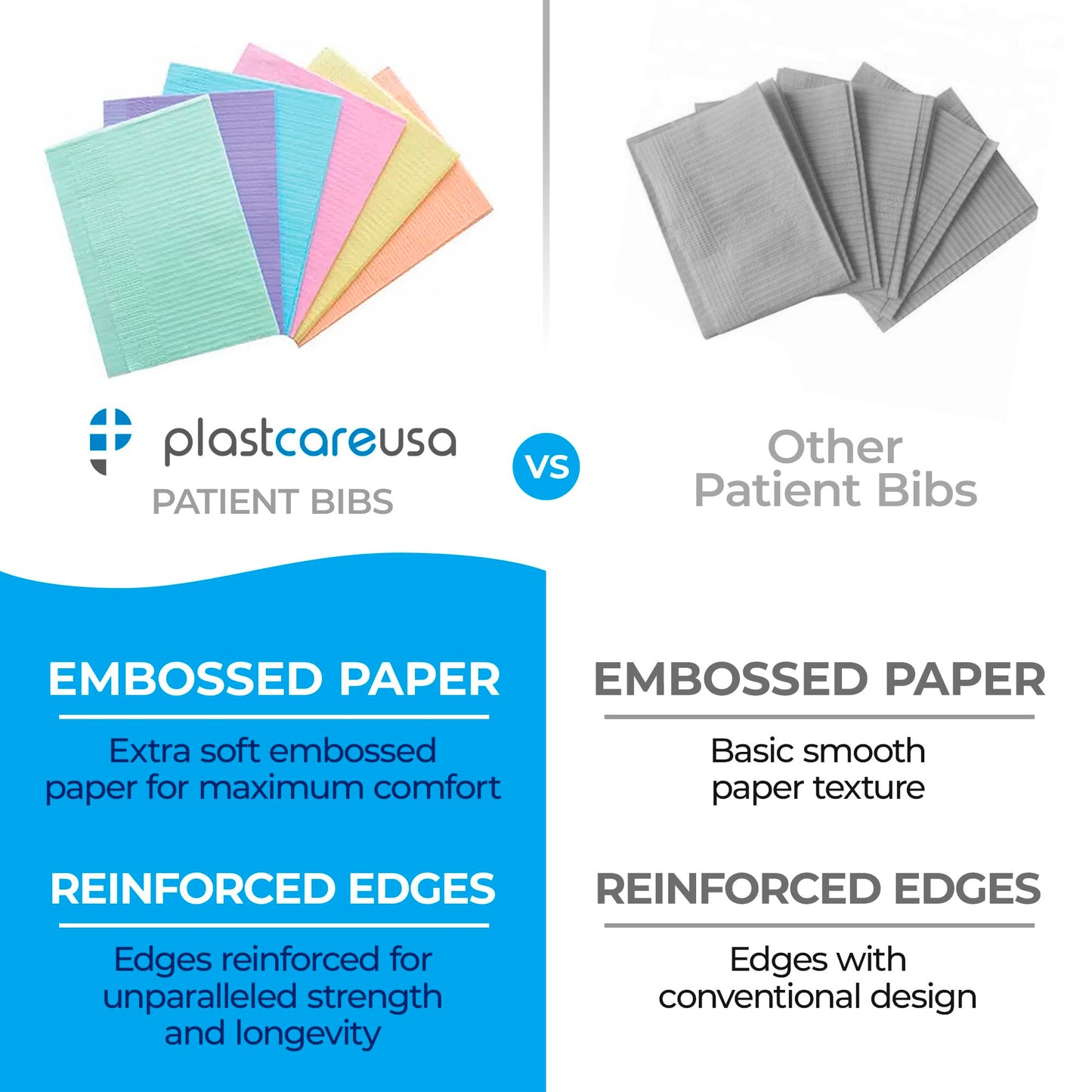 13" x 18" Tattoo Piercing Disposable Waterproof Patient Bibs (125 Pack) (Blue)
