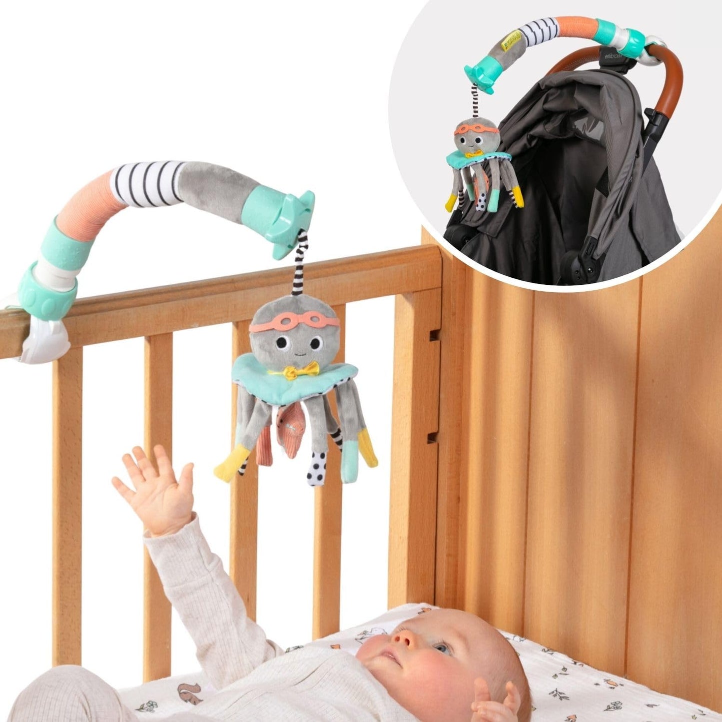 DINGLE DANGLE - Móvil de viaje - Móvil ligero y portátil para bebé, manteniendo al bebé feliz en casa o en movimiento Newborn Essentials Must Haves - Gran regalo de registro de bebé o ducha, destacado