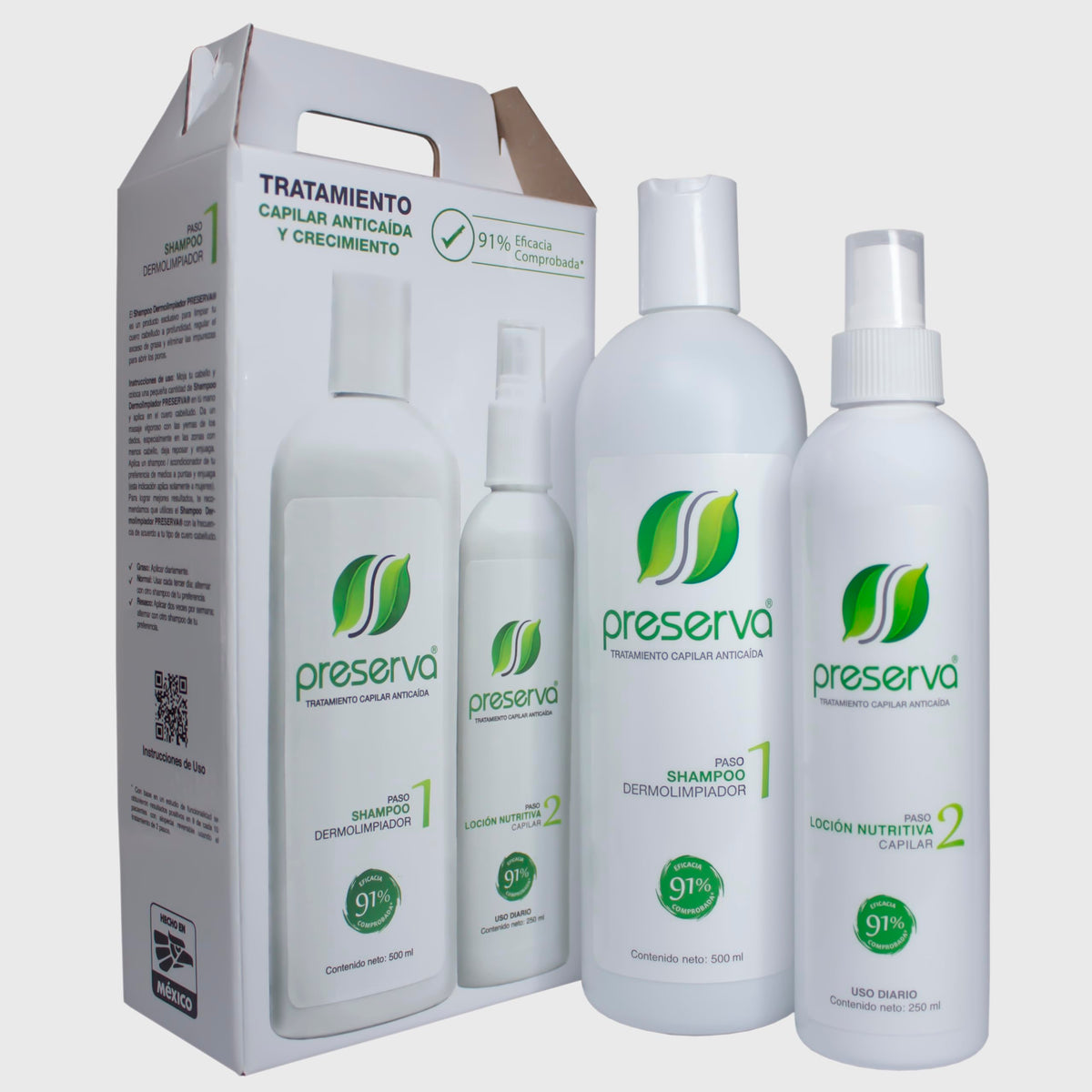 Kit Tratamiento Capilar Preserva Dermolimpiador y Loción Para Crecimiento