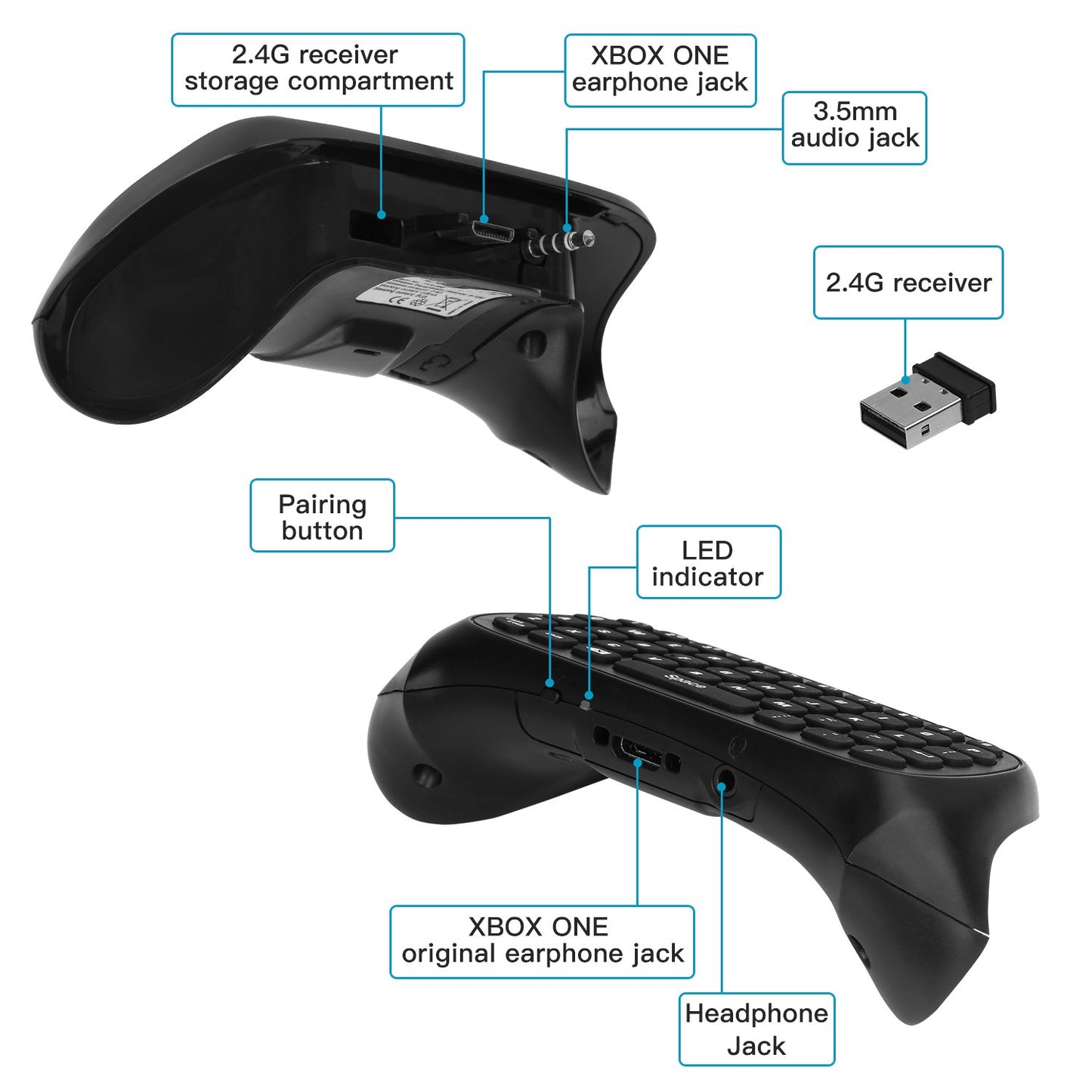 Teclado Inalámbrico MoKo Verde para Juegos Xbox One y Series X/S Negro