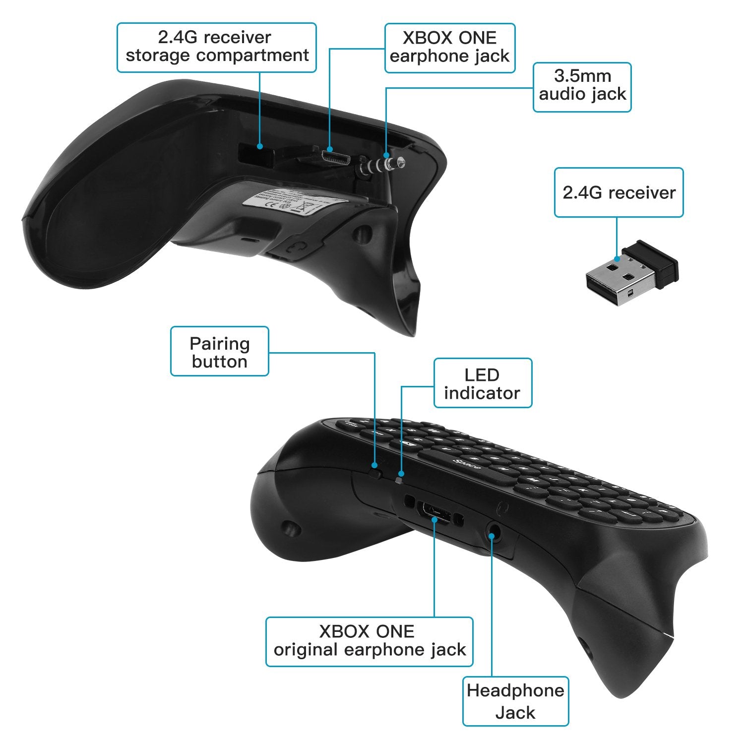 Teclado Inalámbrico MoKo Verde para Juegos Xbox One y Series X/S Negro