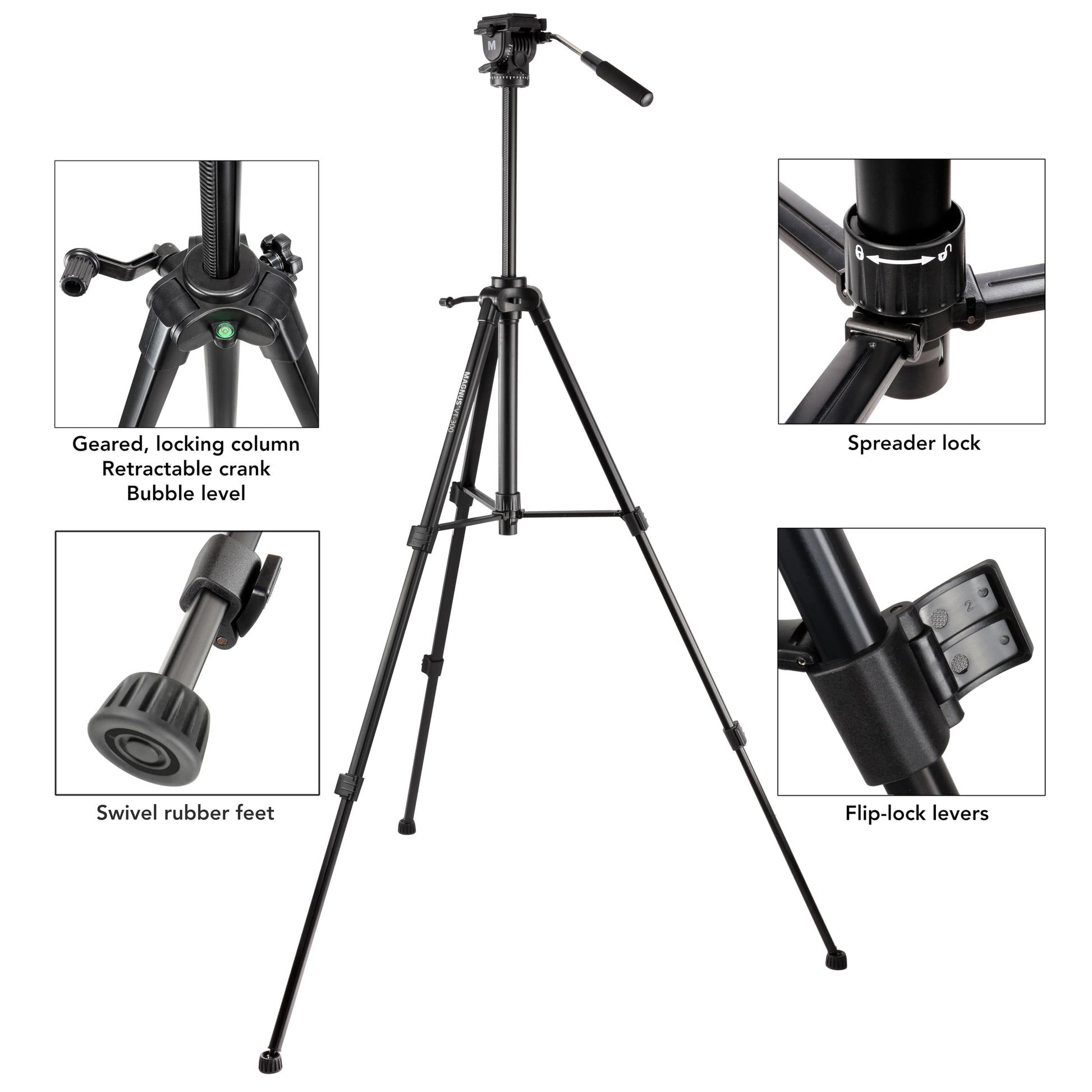 Magnus VT-300 Video Tripod with Fluid Head
