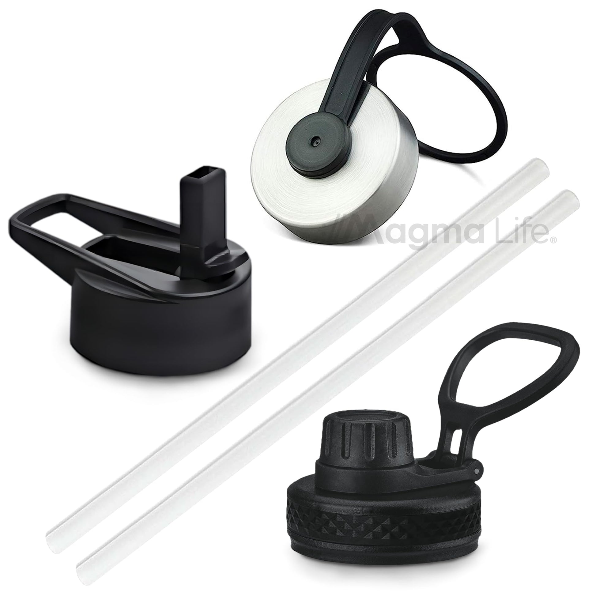 MAGMALIFE Termo de Acero Inoxidable 950 ml con Tecnología de Aislamiento al Vacío: 32 Oz (3 Tapas Intercambiables, Mantiene Caliente hasta 12 Horas, Frío hasta 24 Horas, Blanco)
