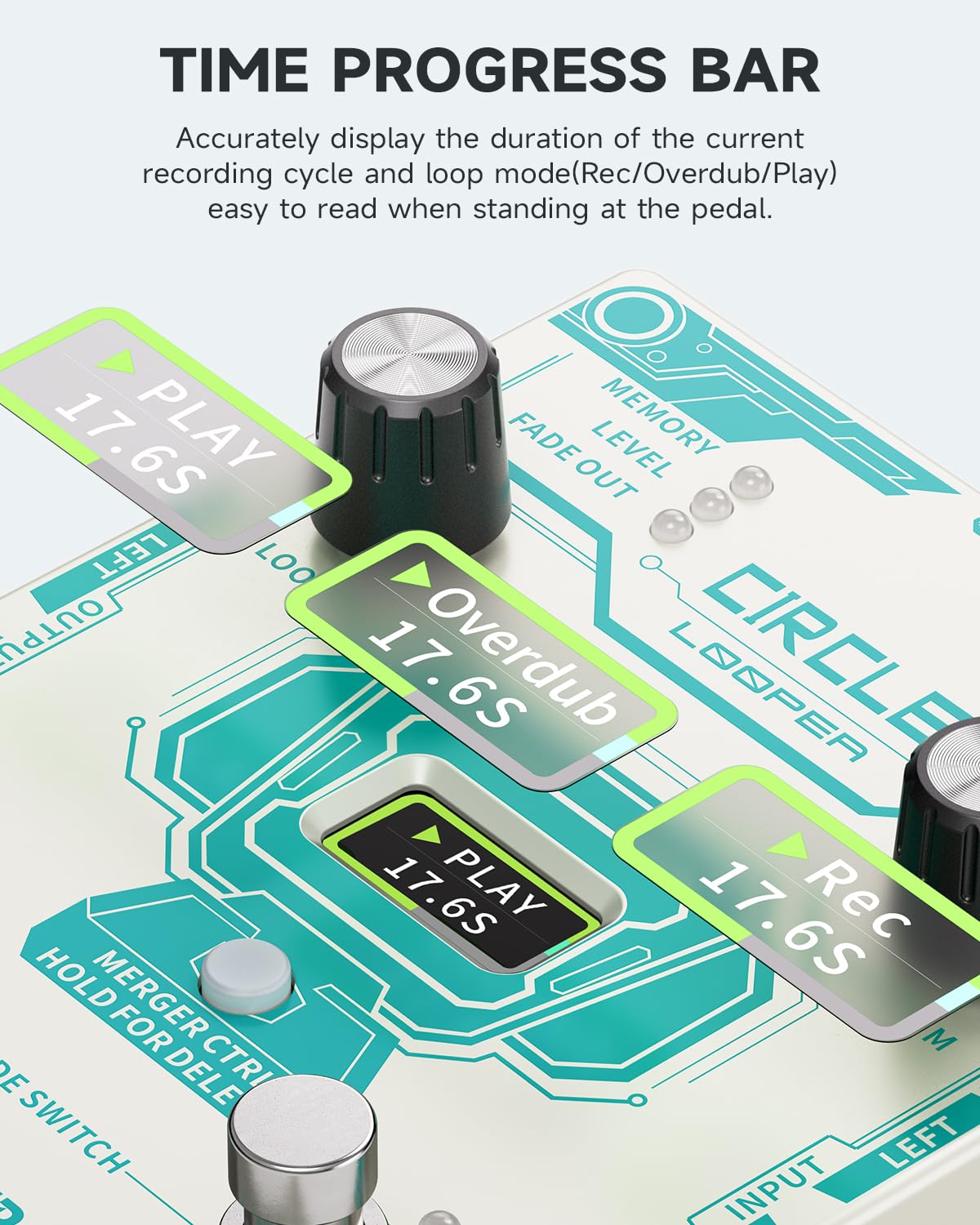 Donner Circle Looper - Máquina de tambor de pedal 2 en 1, pedales de bucle de guitarra estéreo, 40 ranuras de bucle de 160 minutos con 110 ranuras de tambor, toque tempo, desvanecimiento