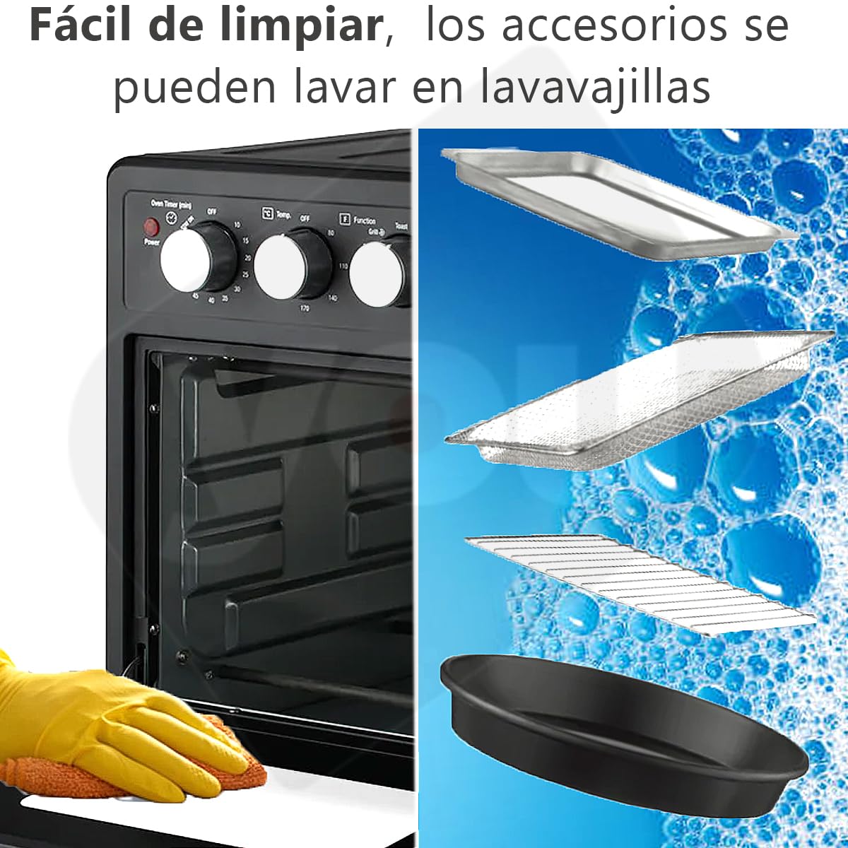 Horno Electrico de Convección 3 En 1 Freidora De Aire Y Tostador de 32 Litros 230°C 1700W