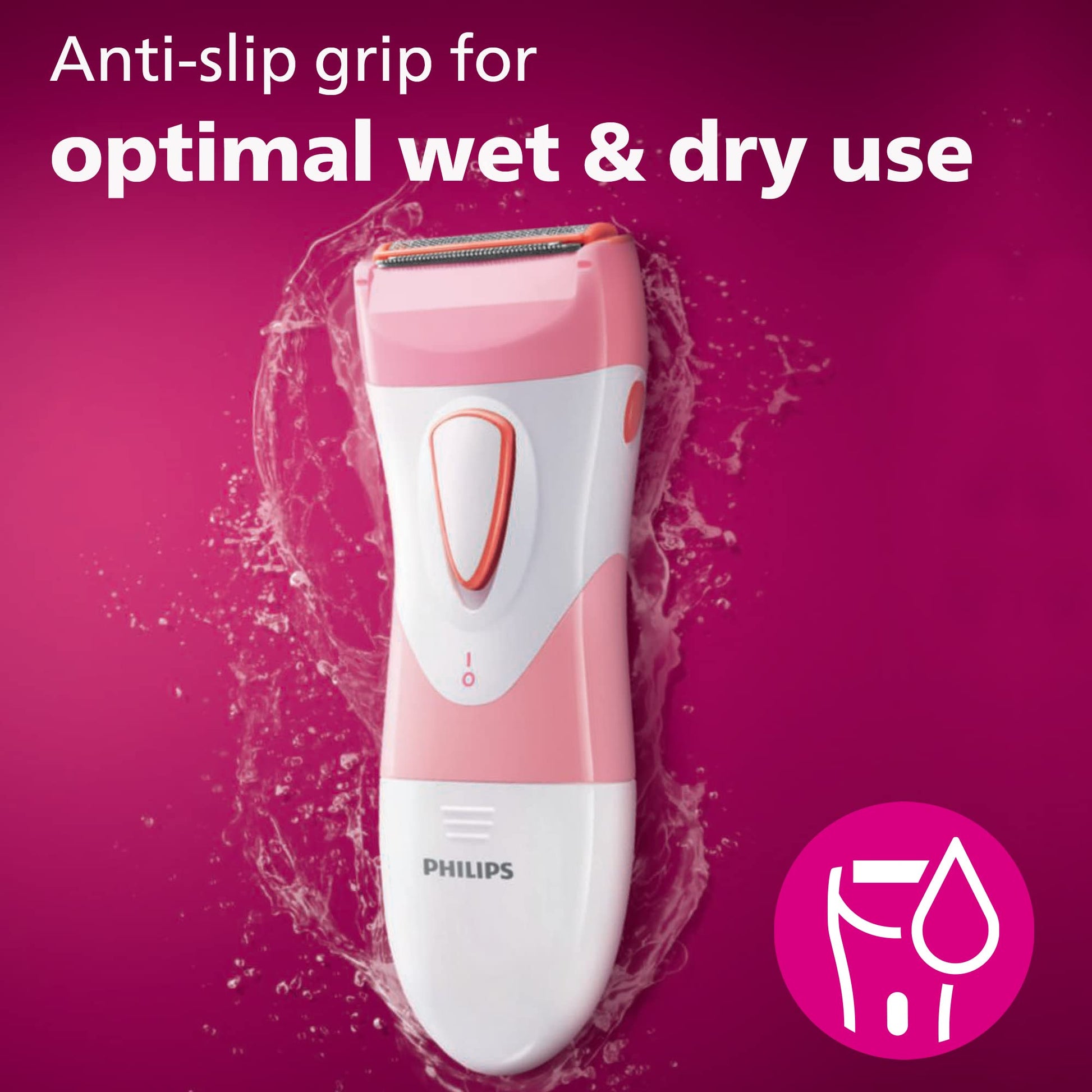 Philips SatinShave Essential Women’s Electric Shaver for Legs, Cordless (HP6306)