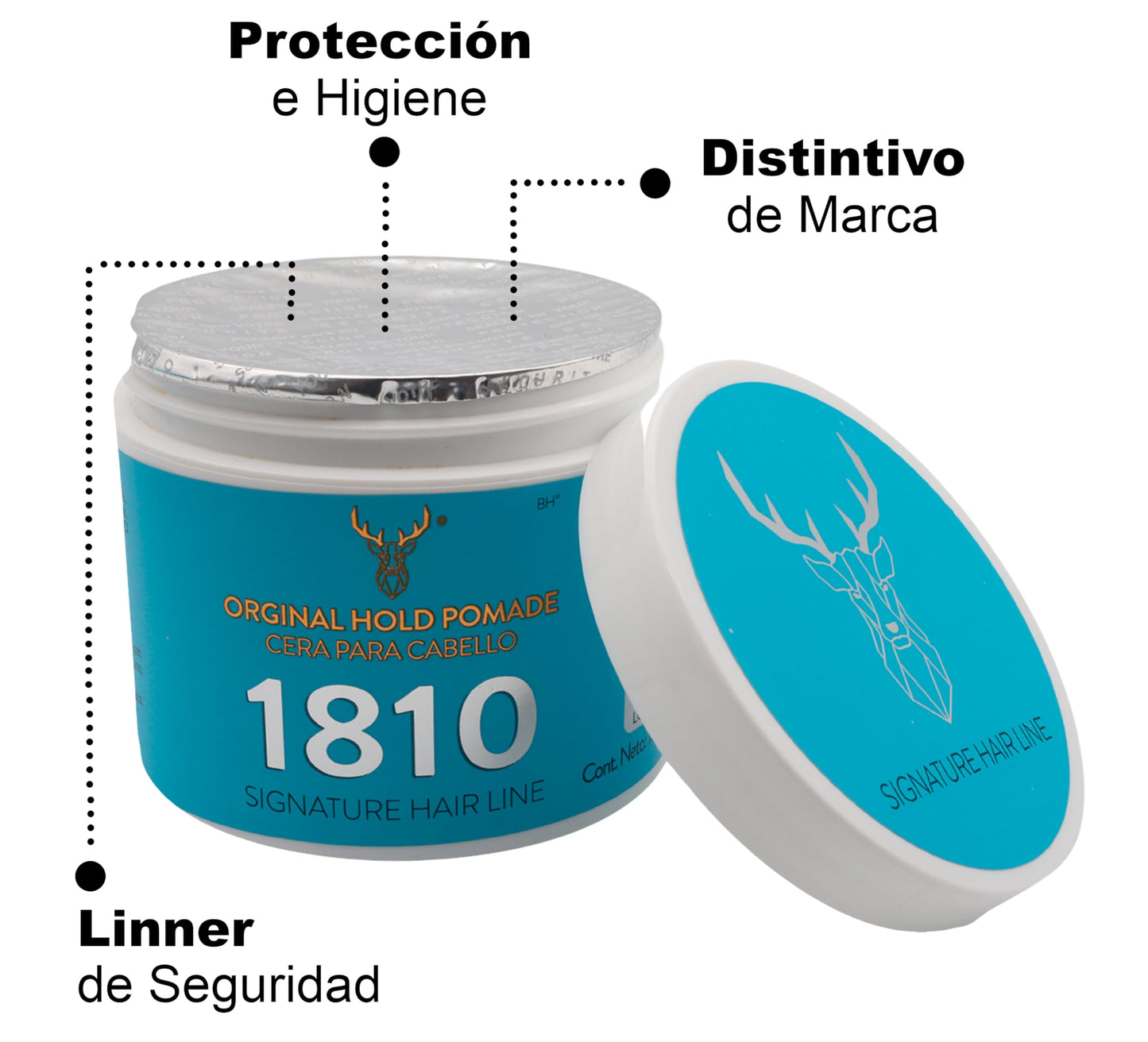 1810 Cera para cabello Original Hold Pomade FIJACIÓN MEDIA - BRILLO MEDIO - Pomada para cabello Base Agua. Libre de Parabenos, Libre de Sulfatos. Cruelty Free. Medium Hold Medium Shine Pomade. 130gr