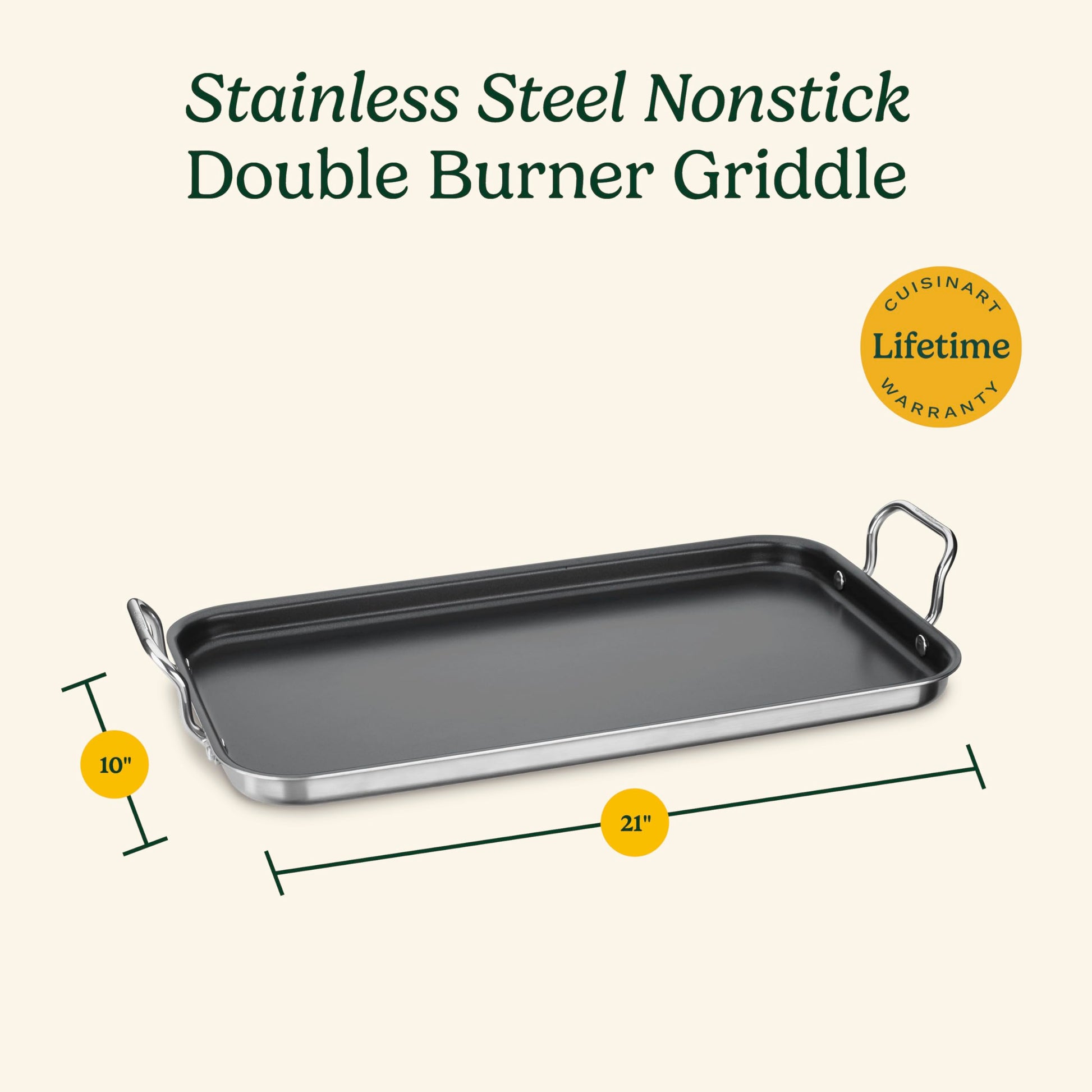 Cuisinart MCP45-25NSES MultiClad Pro - Parrilla de acero inoxidable, Quemador doble antiadherente de anodizado duro.