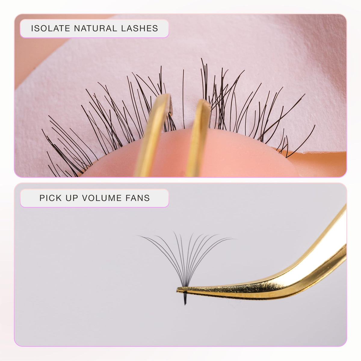 Curacoro Pinza de pestañas – Pinzas profesionales y de precisión para extensiones de pestañas, multiformas y propósitos, pinzas para volumen, aislamiento y pestañas clásicas (plata, fan-lash-tic)