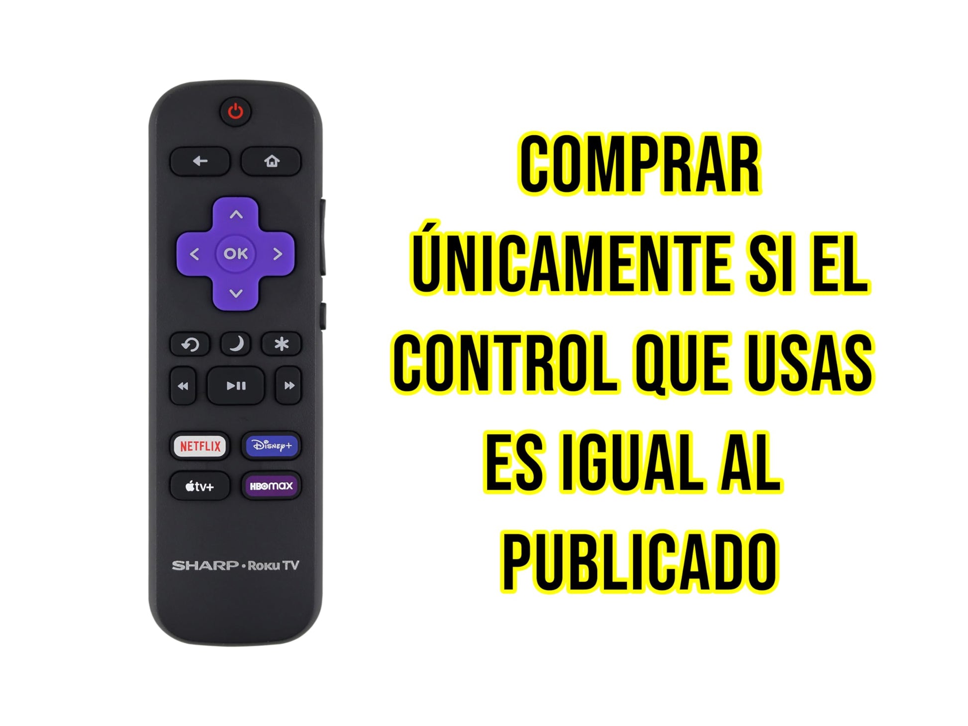 CONTROL EXPERT Control Compatible con Sharp Roku TV Original Smart TV