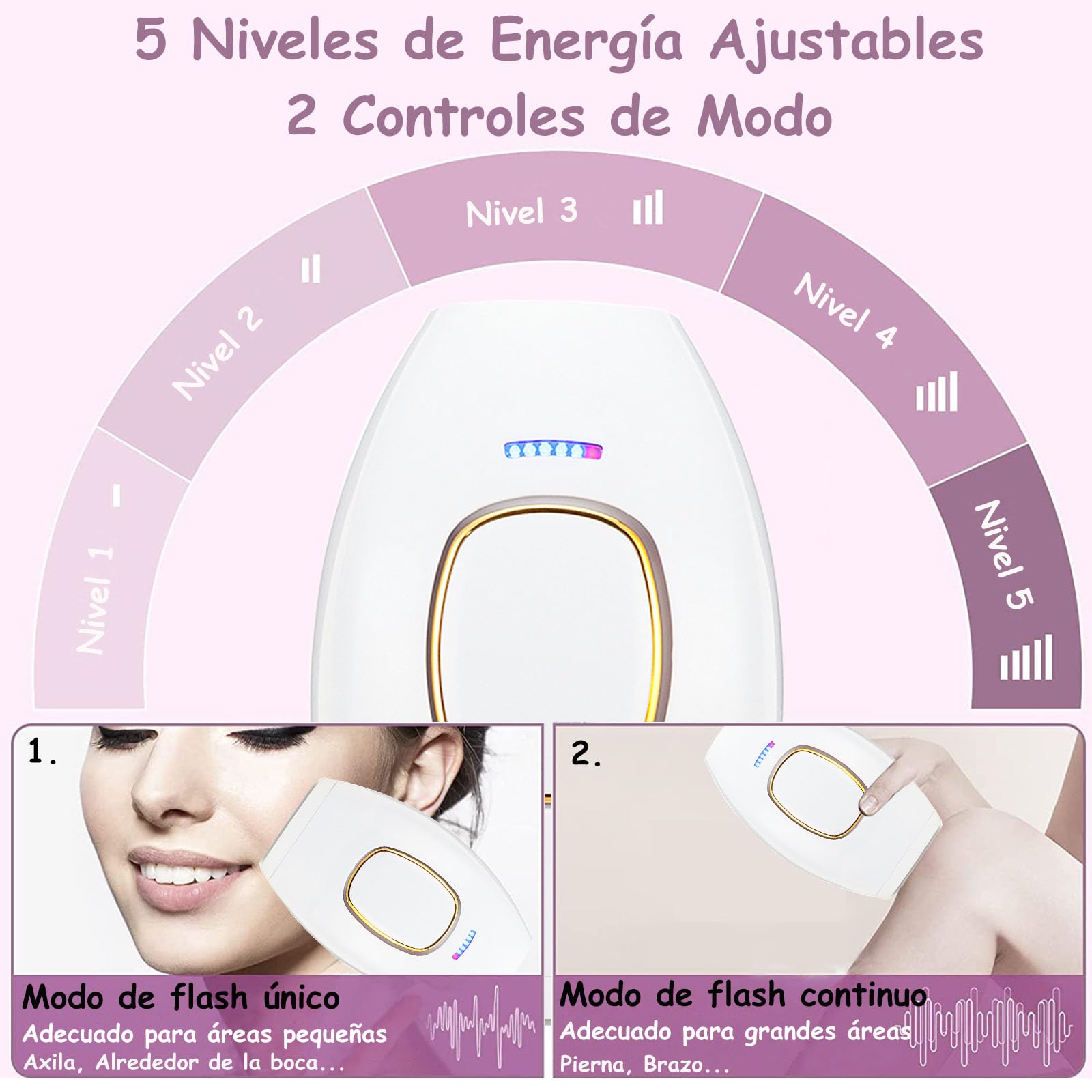 IPL Depiladora de Luz Pulsada - Mini Sistema de Depilación, Flashes Depilación Láser para Mujeres, Depiladora Portátil sin Dolor para Cuerpo, Axilas, Piernas, Línea de Bikini (Blanco)