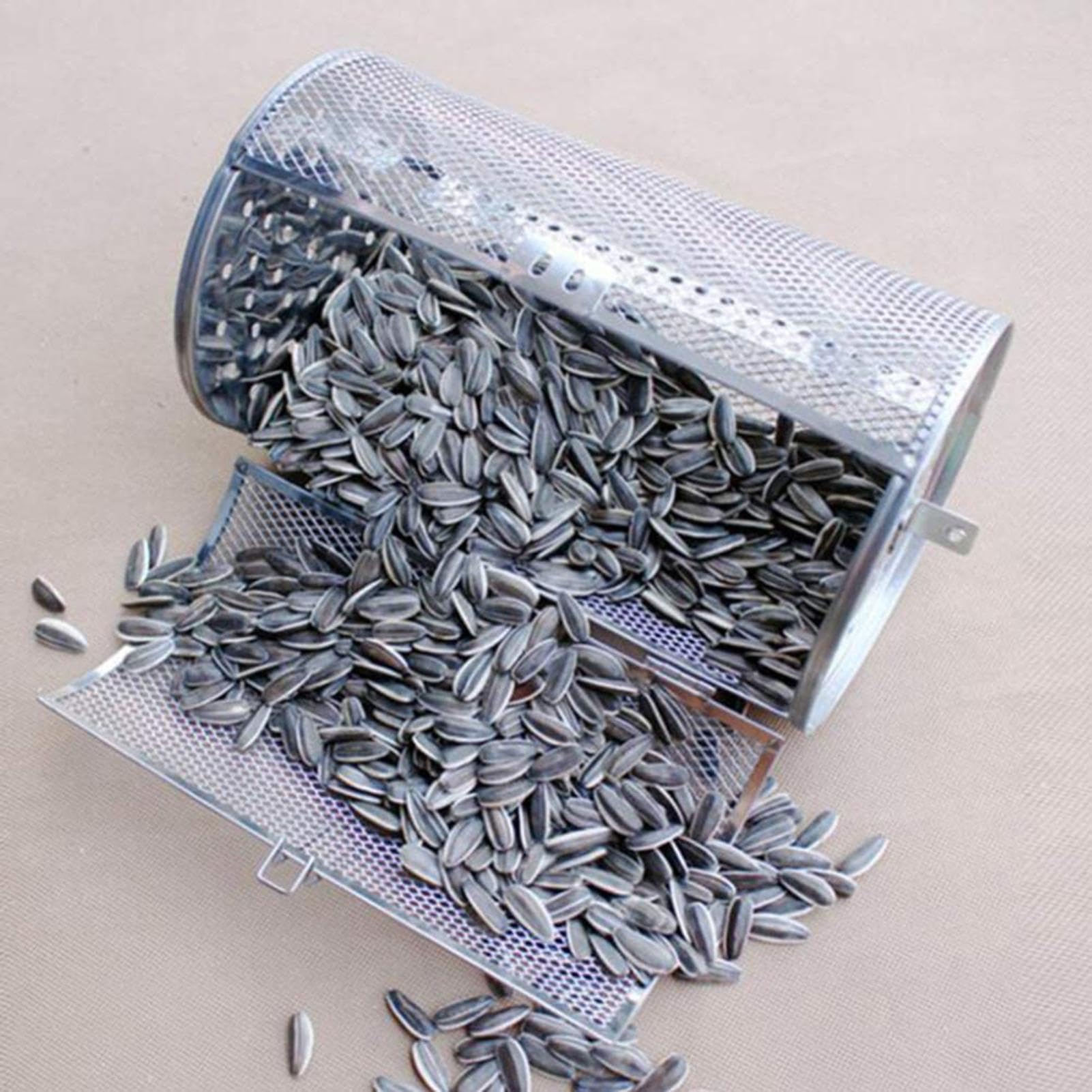 Cesta giratoria de acero inoxidable para horno de tambor | Cesta multifuncional para asar al horno, hornear, hornear, cacahuetes, nueces secas, granos de café, barbacoa