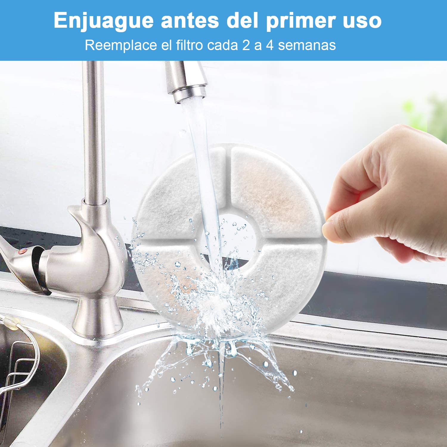 Filtros de fuente para mascotas Masoe, 16 piezas con resina y carbón activo, para fuentes de 1L/2L/3L