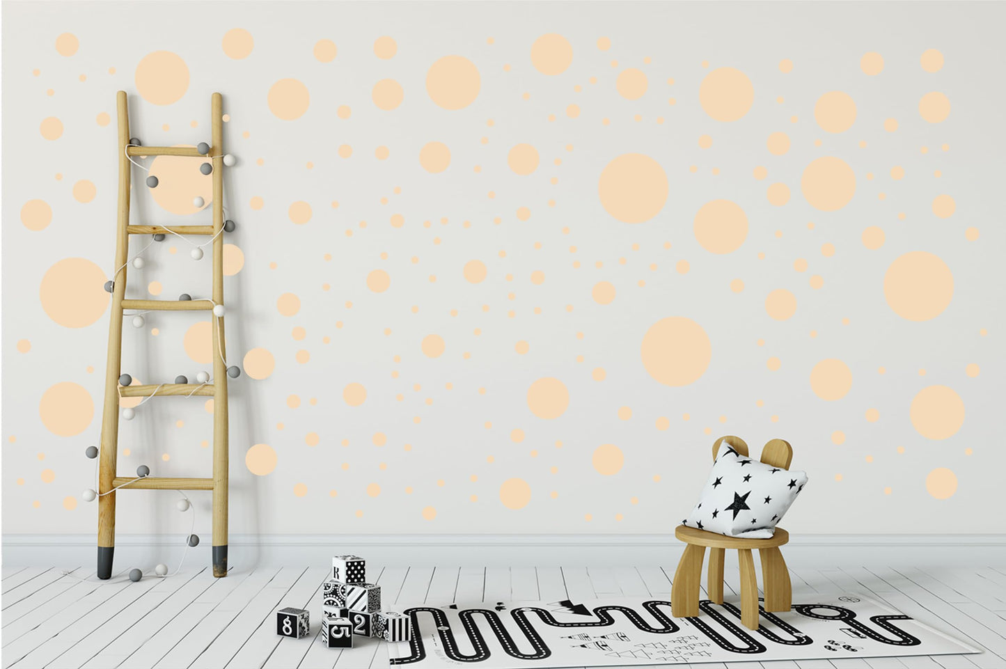 StickerDeen 500+ Calcomanías surtidas de lunares circulares para pared para recámara de niños, sala de estar, aula, cuarto de juegos, decoración. Adhesivos de vinilo removibles para pared. Adhesivos