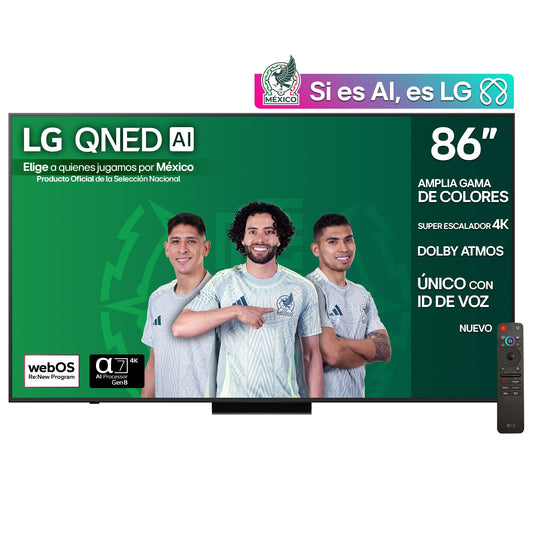 Pantalla 86 Pulgadas LG QNED AI QNED83 4K Smart TV webOS 2025 86QNED83ASG |Sistema Operativo webOS | Identificación de Voz AI | Dynamic QNED Color | Dolby Atmos | LG Channels | Filmmaker Mode