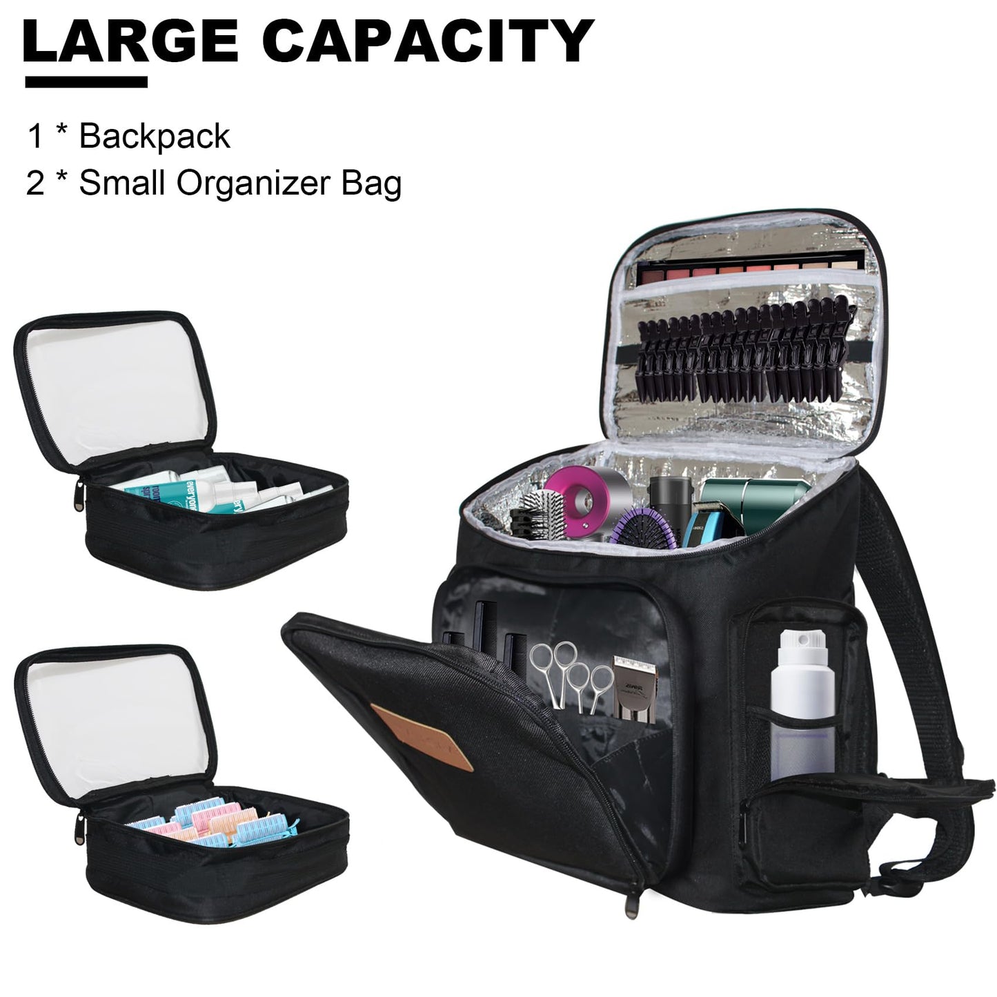Bolsa de Viaje NADAENMF Negro Grande para Peluquería y Cosmetología