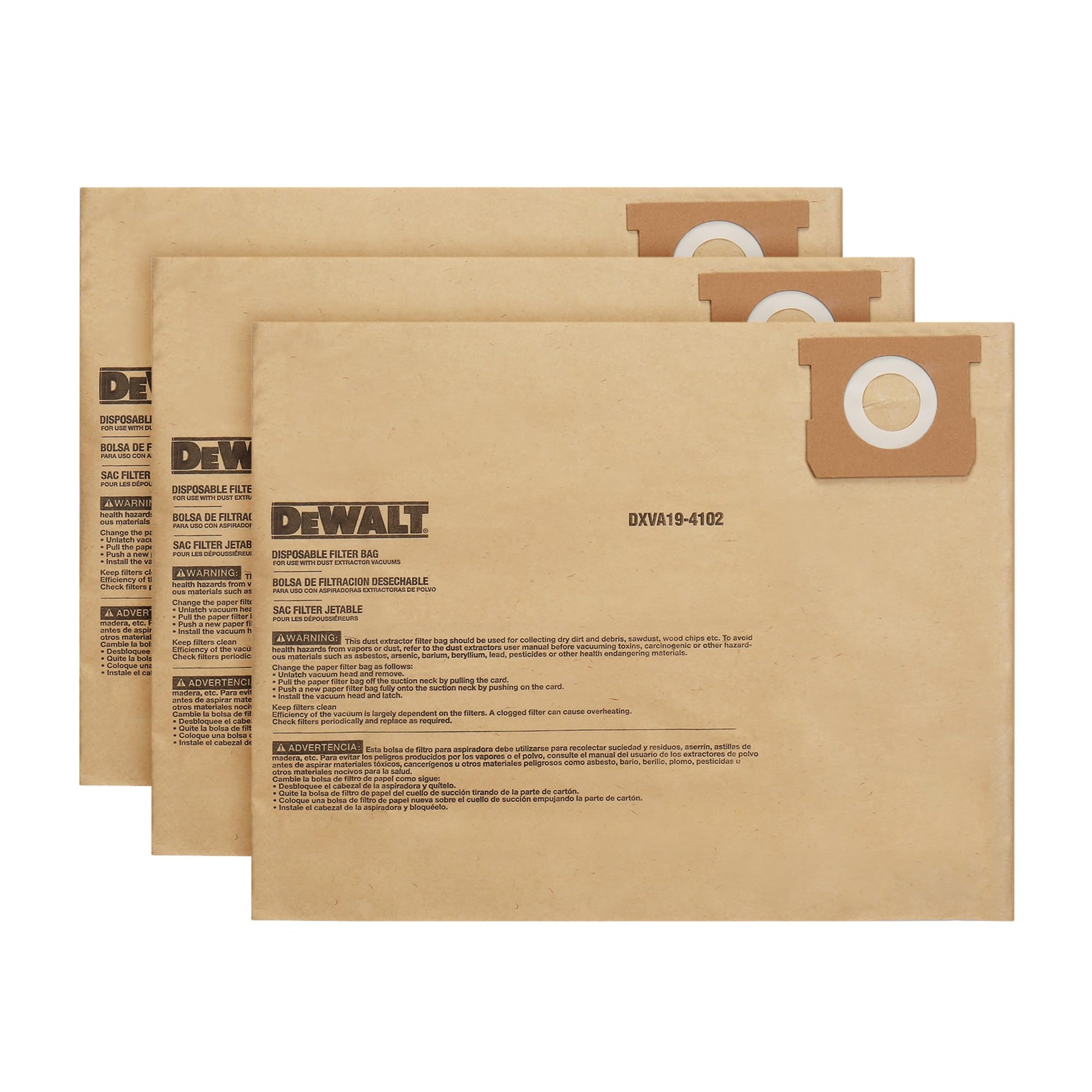DEWALT DXVA19-4102, bolsa de filtro compatible con DXV12P DXV14P DXV16PA DXV16S