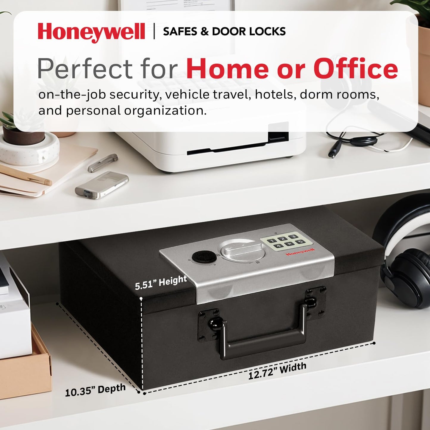 Honeywell Caja de Seguridad Digital Hecha de Acero Resistente al Fuego, 0,26 pies cúbicos, 0.26 Cubic Feet, Negro