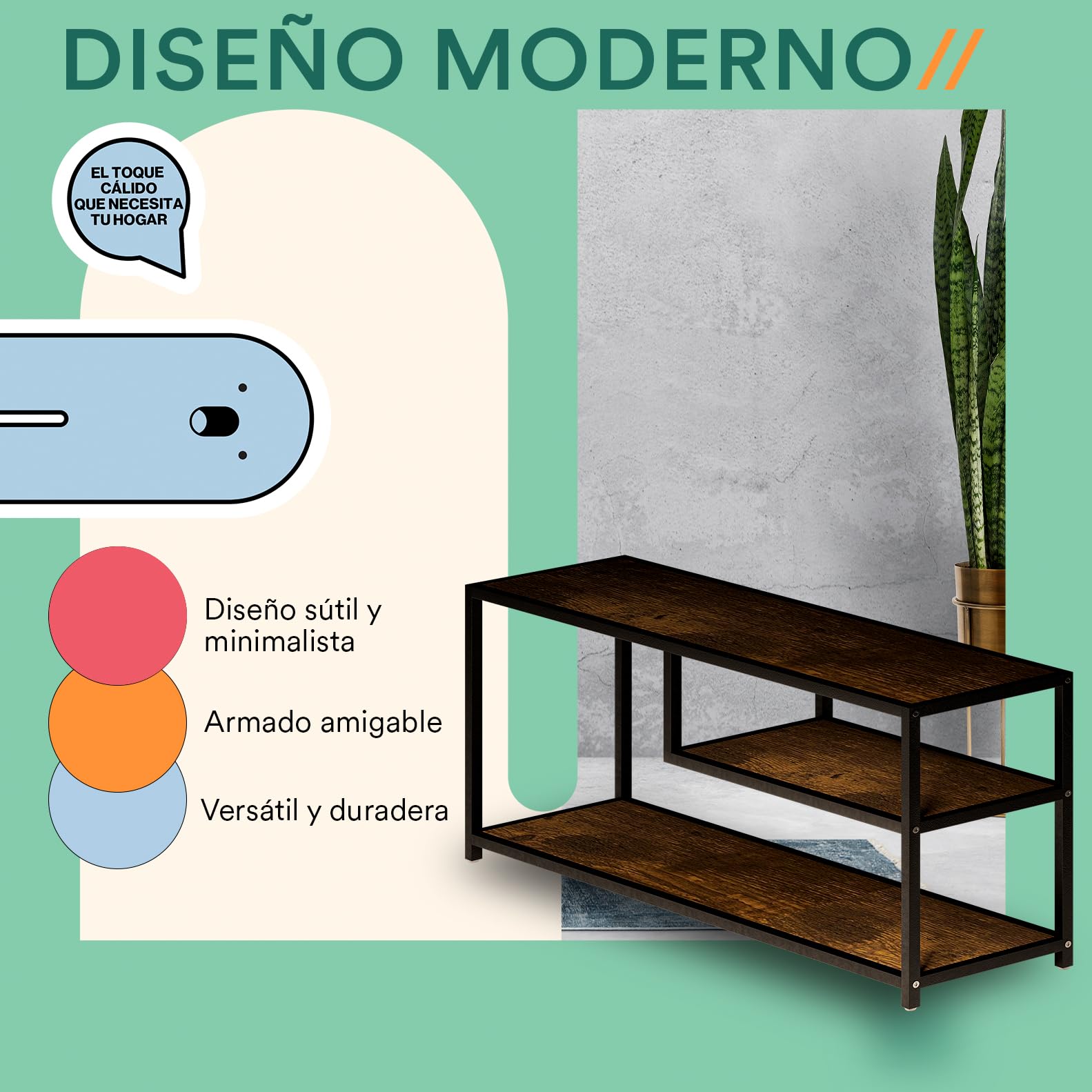 Mueble para TV MUBSON Negro con 3 Repisas para Pantallas de hasta 50 Pulgadas