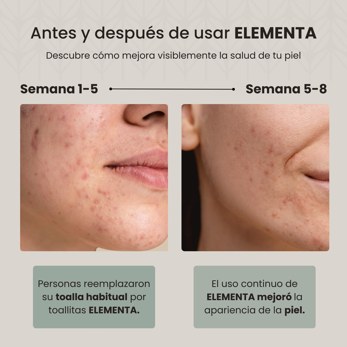 Elementa Toallas Faciales Secas Desechables Extra Grandes (Rostro Limpio y Sin Bacterias), Hipoalergénicas, 100% Biodegradables | Toallitas Desmaquillantes, Skin Care | 3 Paquetes con 50 Toallitas c/u