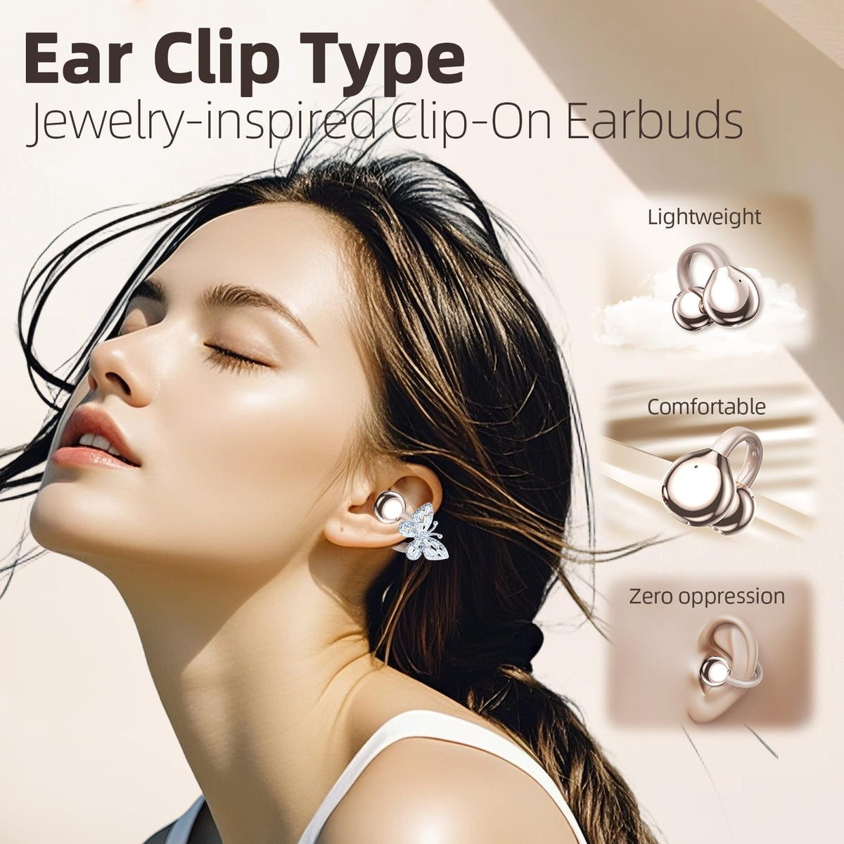Auriculares Bluetooth xzqioue Mariposa Desmontable para Mujer