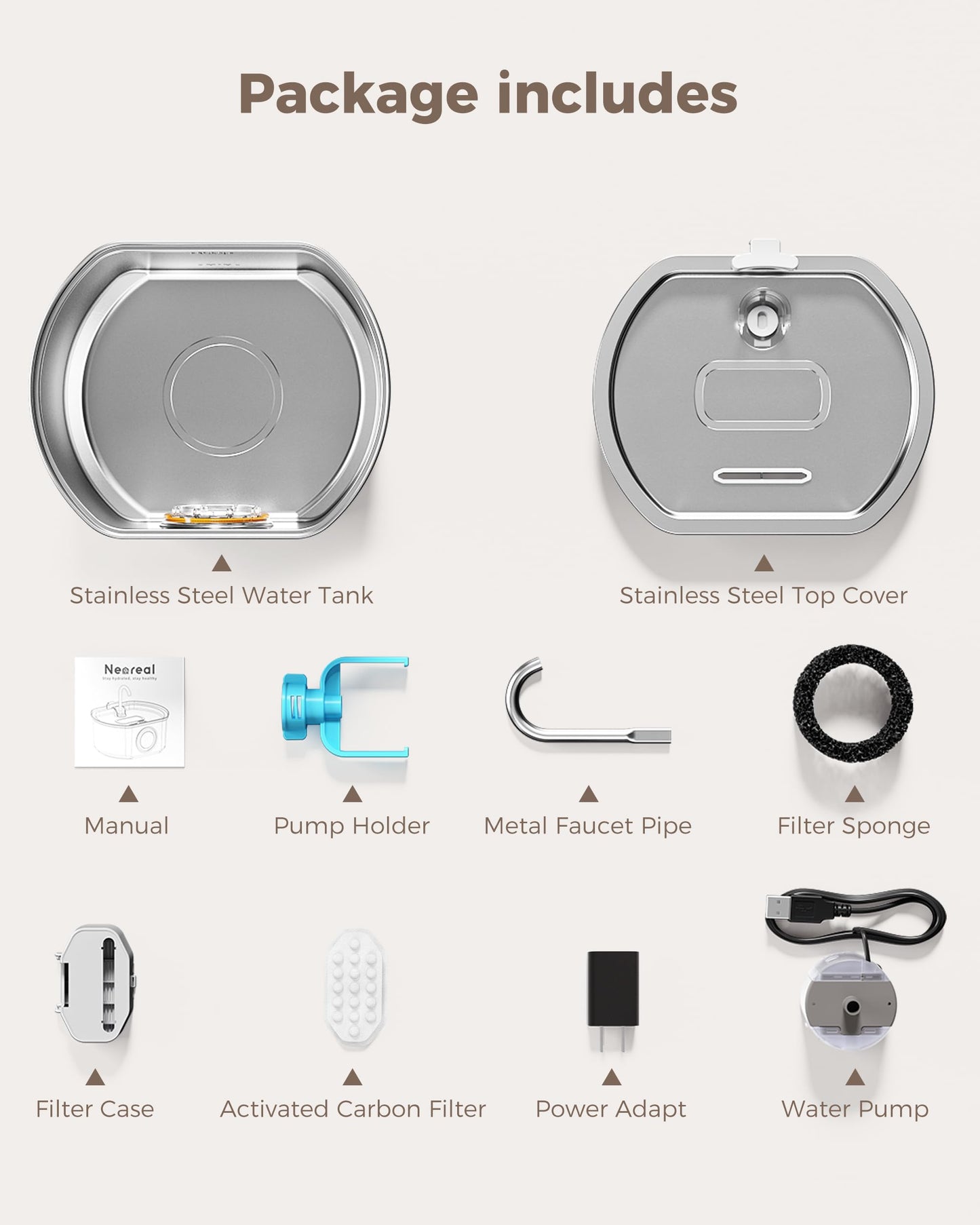 Bomba de Agua de Repuesto Neareal Azul para Dispensador Automático de 110 Oz para Mascotas